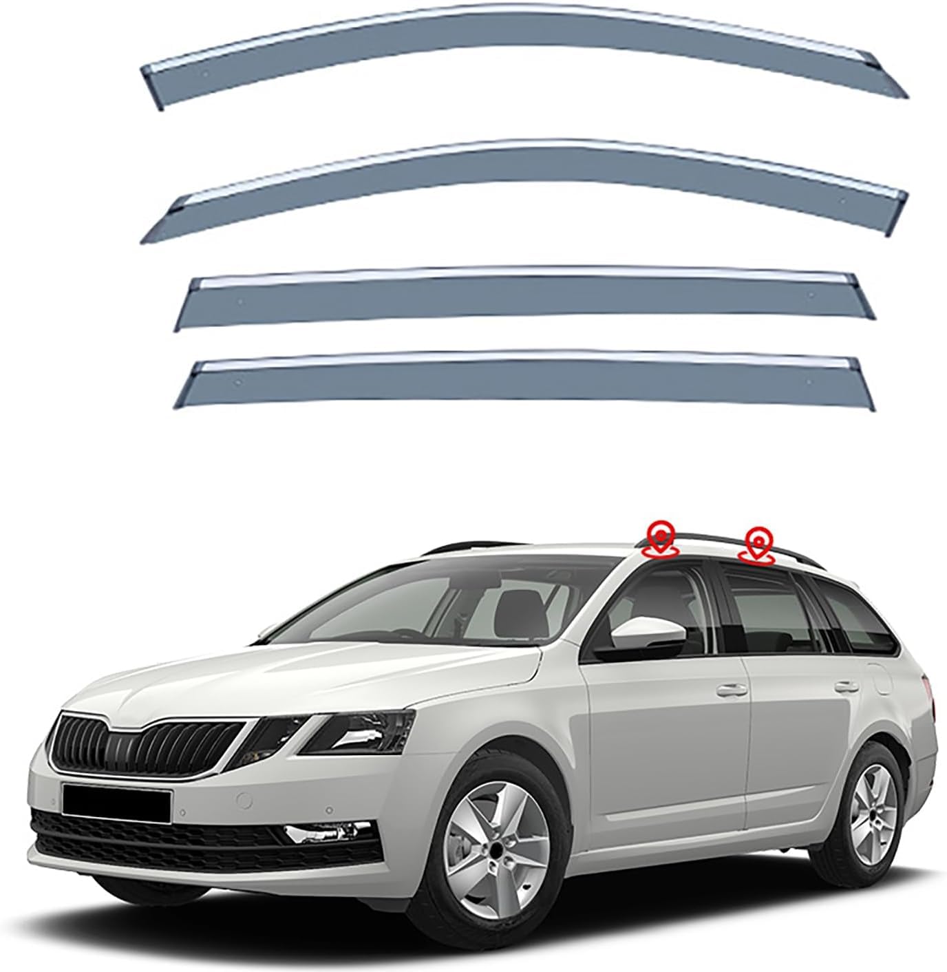 MEOMO 4 Stück Auto Autofenster Windabweiser für Skoda Octavia Hatchback 5E 2018-2020 2021 2022 2023, Seitenscheiben Regenabweiser Schatten Deflektoren Auto Zubehör von MEOMO