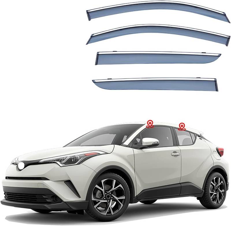 MEOMO 4 Stück Auto Autofenster Windabweiser für Toyota CHR/IZOA MK1-AX10-AX50 2016-2020 2021 2022 2023, Seitenscheiben Regenabweiser Schatten Deflektoren Auto Zubehör von MEOMO