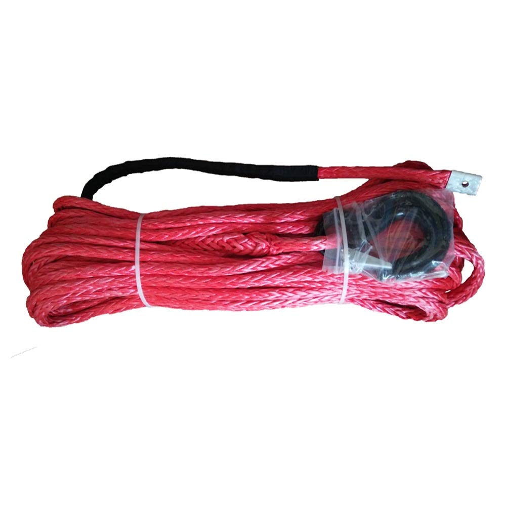 Windenkabel 14mm x 50 Meter Synthetisches Seil mit Haken for ATV/UTV elektrische Winde 4x4 aus dem Straßenzubehör Großartiges Aussehen und Kompatibilität(Rood) von MERHOVO