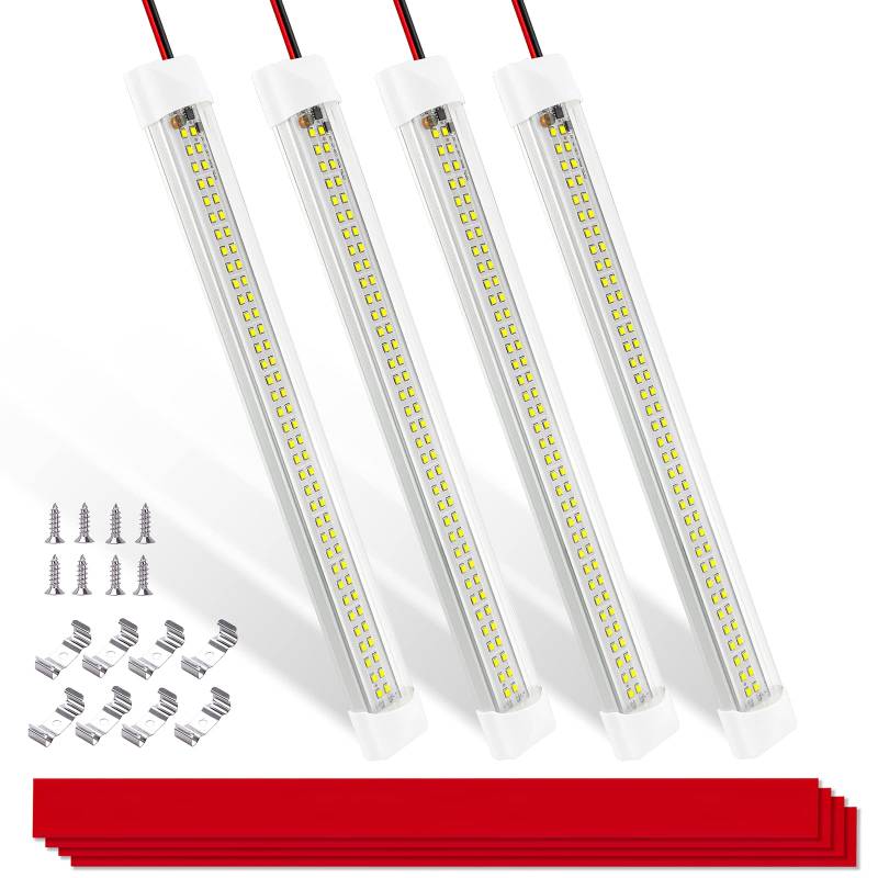 MERTTURM 12 Volt 72LED Innenbeleuchtung Lampe[500lm], 12V Auto LED Leiste mit Schalter, Innenlichtleiste Lampen für KFZ LKW Wohnmobil Camper Boot(4 Stück) von MERTTURM