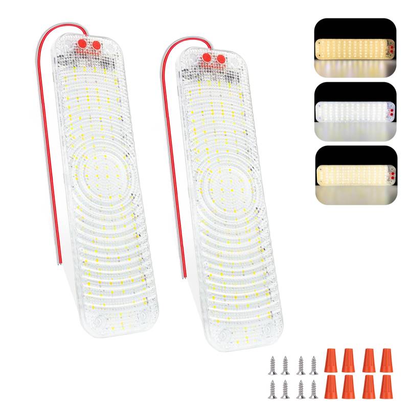 MERTTURM 150LED 12 Volt Lampen Wohnmobil, 12v Innenbeleuchtung mit 3 Farben& dimmbarer Helligkeit, ultrahelle Deckenleuchte für RV, Wohnmobil, Auto, Camper, Boot, Anhänger, 2stk von MERTTURM