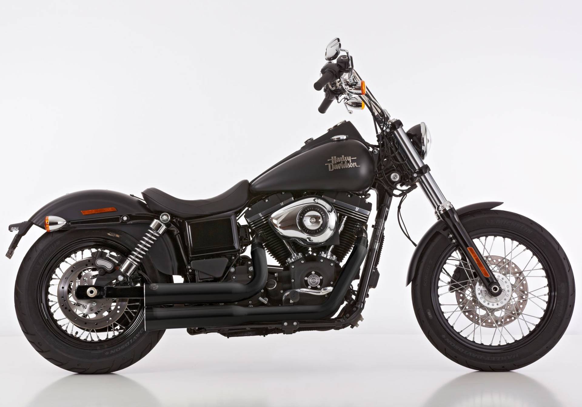 Auspuff Harley Davidson Dyna Street Bob FXDB 2008-2012 FALCON DOUBLE GROOVE AUSPUFF von MES