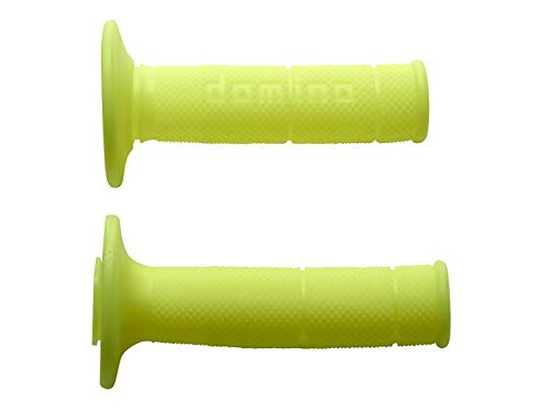 MES DOMINO PAAR GELBE FLUO GUMMI GRIFFE FÜR OFF ROAD CROSS/ENDURO LÄNGE: 118 MM von MES