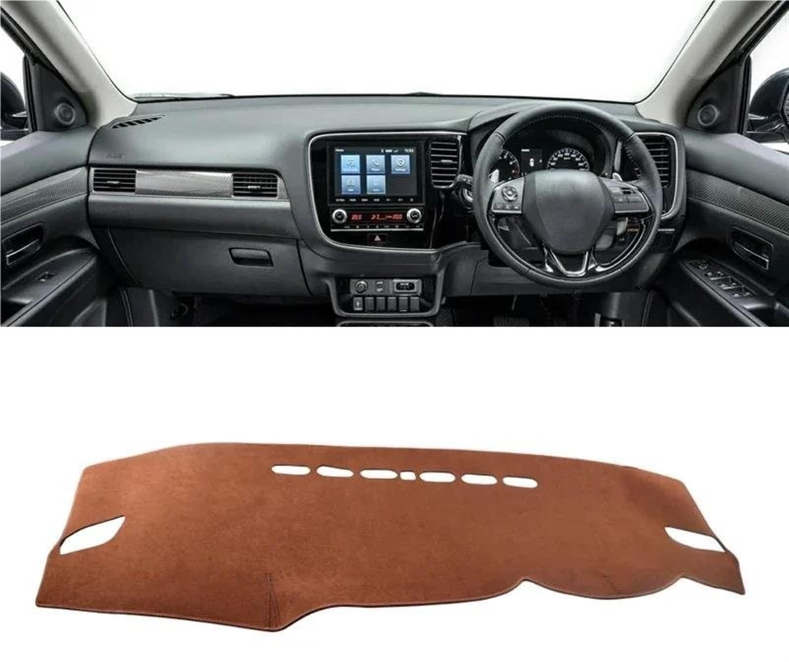 Armaturenbrett Teppich Auto-Armaturenbrett-Abdeckung, Für Mitsubishi Für Outlander 3 III 2013 2014 2015 2016 2017 2018 2019 2020, Sonnenschutz-Zubehör(B RHD Brown) von MESKEL