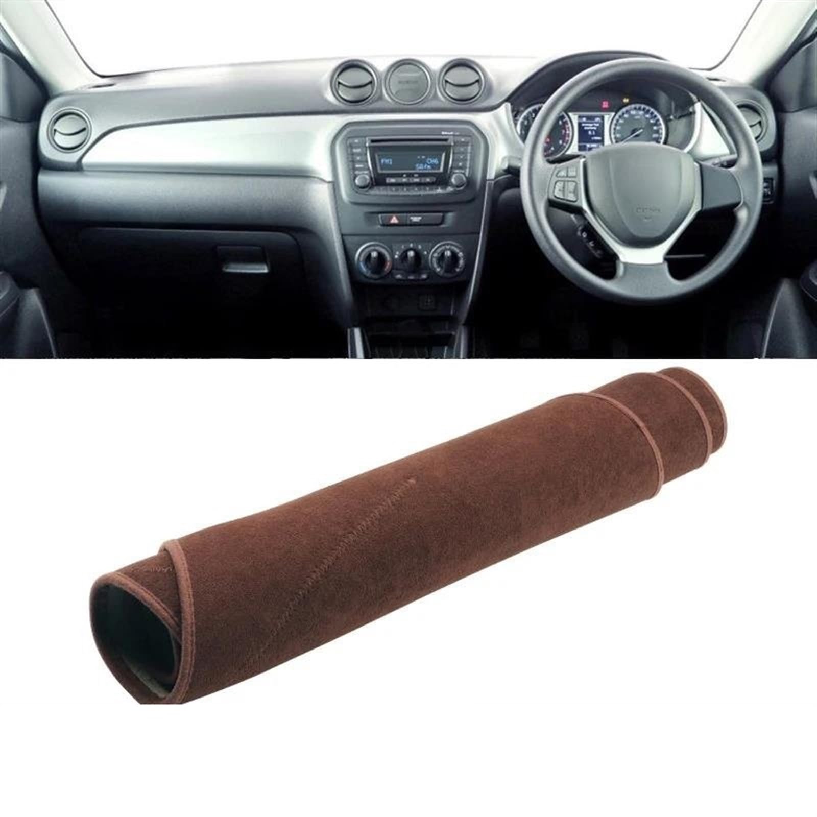 Armaturenbrett Teppich Auto-Armaturenbrett-Abdeckung, Vermeiden Sie Lichtmatte, Für Suzuki Für Vitara LY 2015 2016 2017 2018 2019 2020 2021 2022(B RHD Brown) von MESKEL