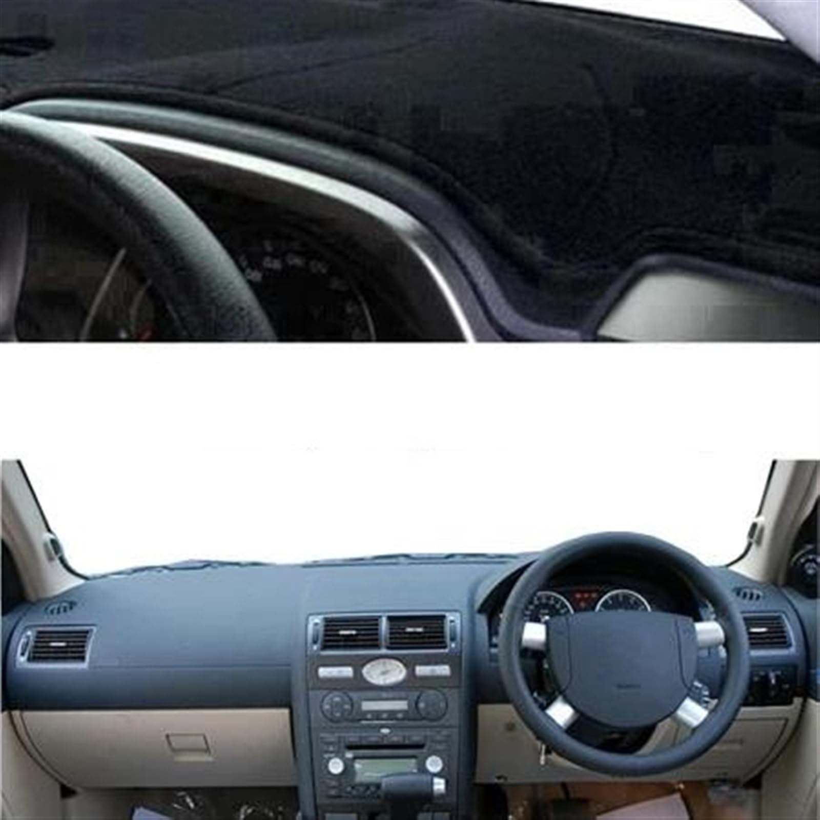 Armaturenbrett Teppich Auto Armaturenbrett Abdeckung Dash Matte Teppich Cape Für Ford Für Mondeo MK3 2000 2001 2002 2003 2004 2005 2006 LHD RHD(Black RHD) von MESKEL