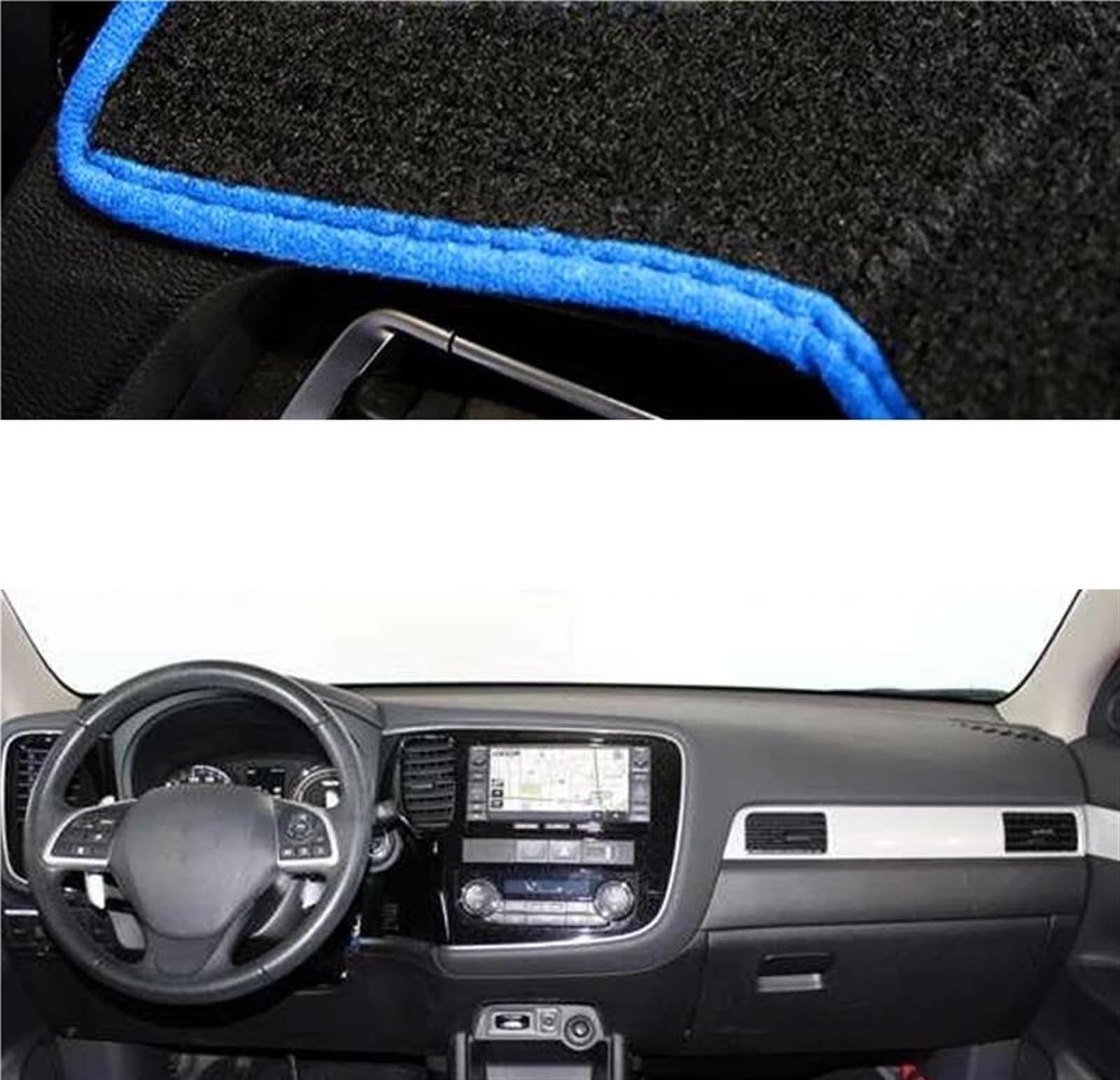 Armaturenbrett Teppich Auto Armaturenbrett Abdeckung Dash Teppich Für Mitsubishi Für Outlander Für PHEV 2013 2014 2015 2016 2017 2018 2019 2020(Blue LHD) von MESKEL