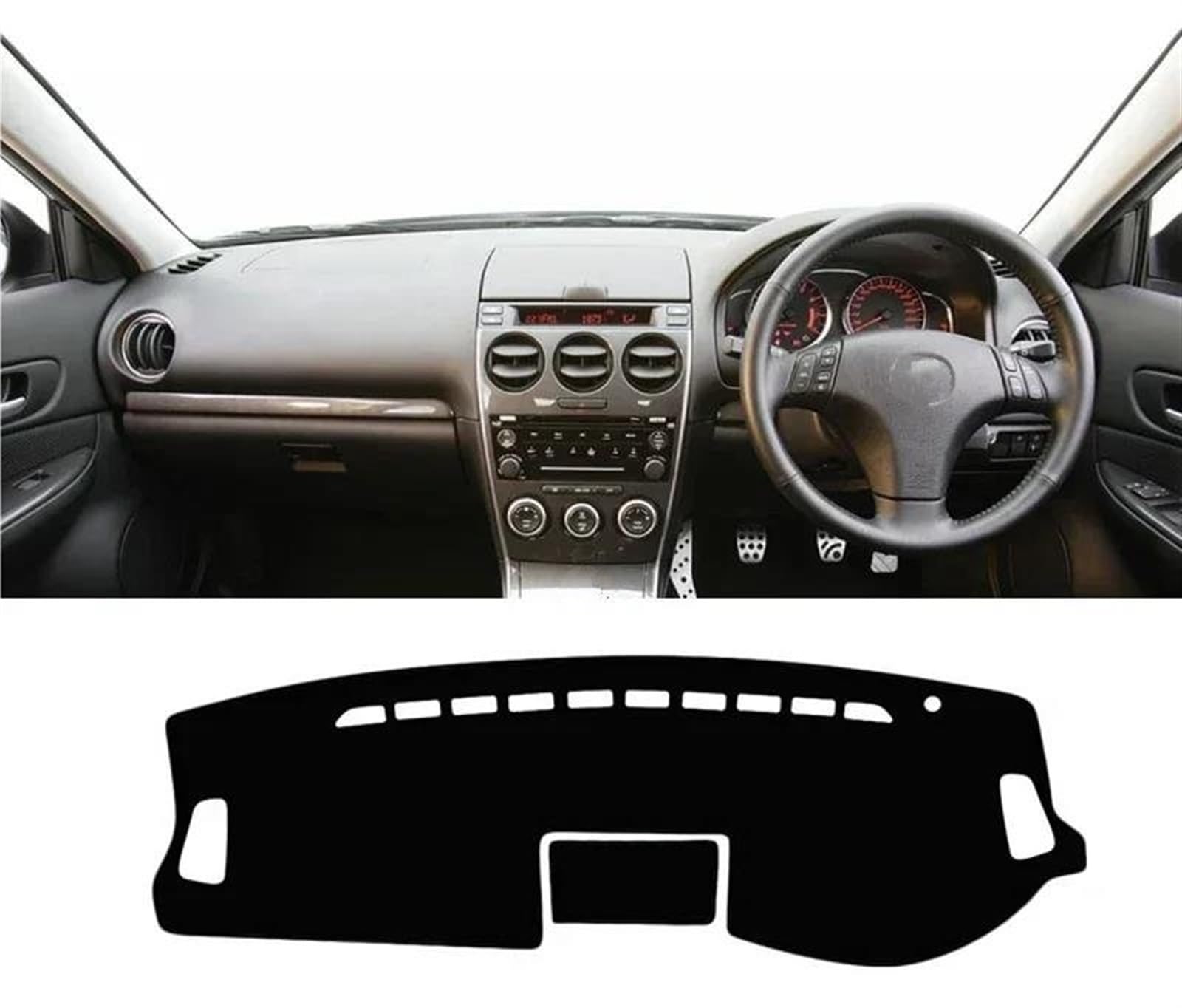 Armaturenbrett Teppich Auto Armaturenbrett Abdeckung Für Mazda 6 GG 2002 2003 2004 2005 2006 2007 Instrument Schreibtisch Sonnenschutz Matte Dash Pad(A RHD Black Side) von MESKEL