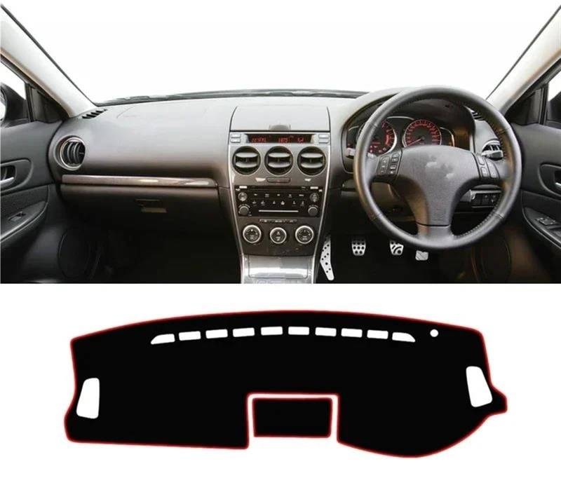 Armaturenbrett Teppich Auto Armaturenbrett Abdeckung Für Mazda 6 GG 2002 2003 2004 2005 2006 2007 Instrument Schreibtisch Sonnenschutz Matte Dash Pad(A RHD Red Side) von MESKEL