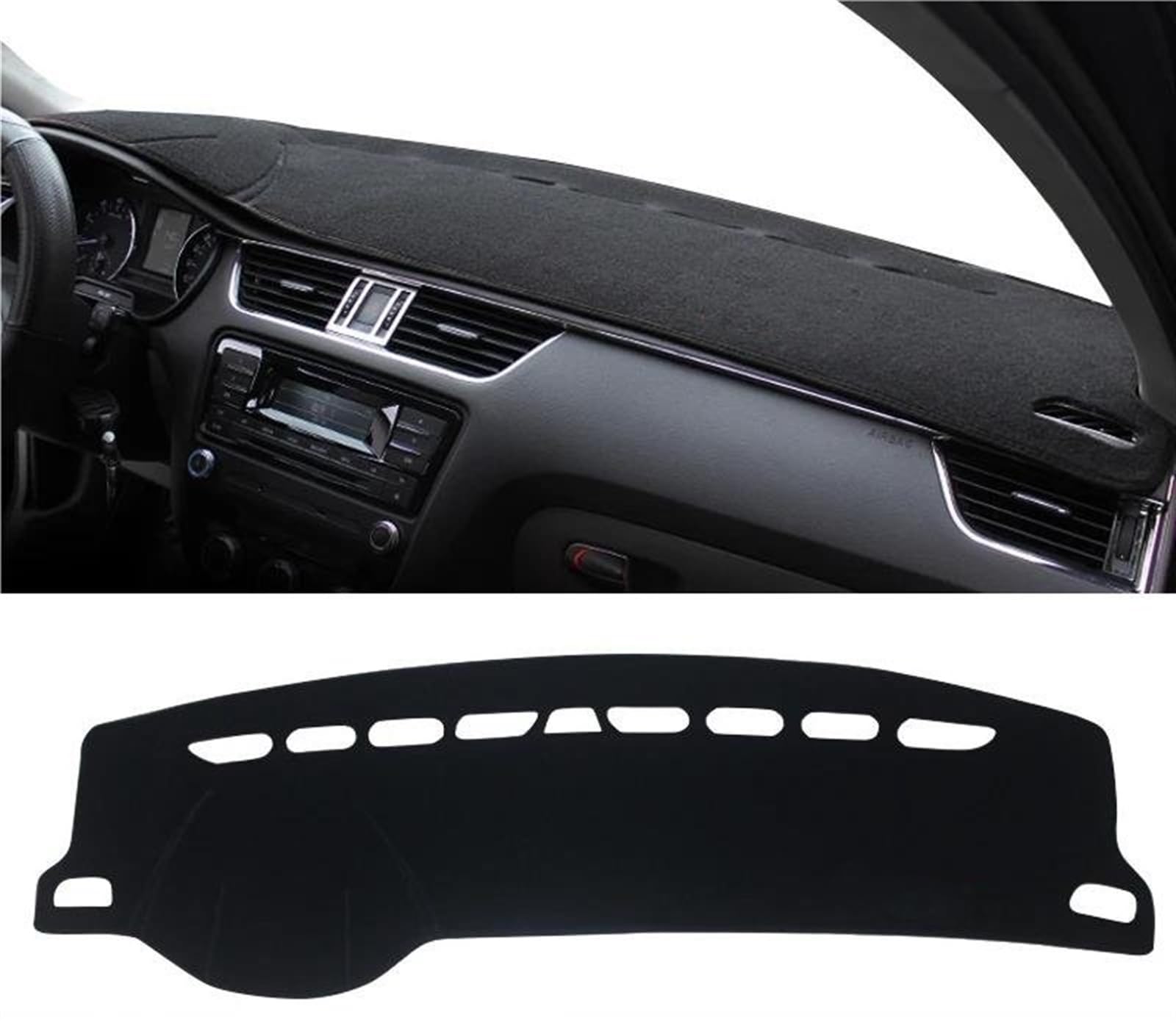 Armaturenbrett Teppich Auto Armaturenbrett Abdeckung Matte Für Skoda Für Octavia A7 MK3 5E 2013 2014 2015 2016 2017 2018 2019 Sonnenschutz Vermeiden Licht Pad(A LHD Black Side) von MESKEL