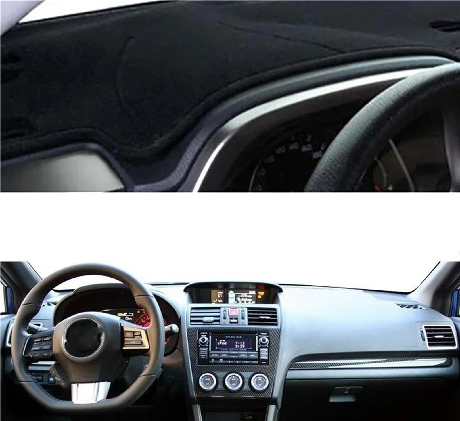 Armaturenbrett Teppich Auto Auto Innen Dashboard Abdeckung Für Subaru Für WRX 2015-2021 Für WRX Für STI Center Konsole Schutz Teppich Dashmat(Black LHD) von MESKEL