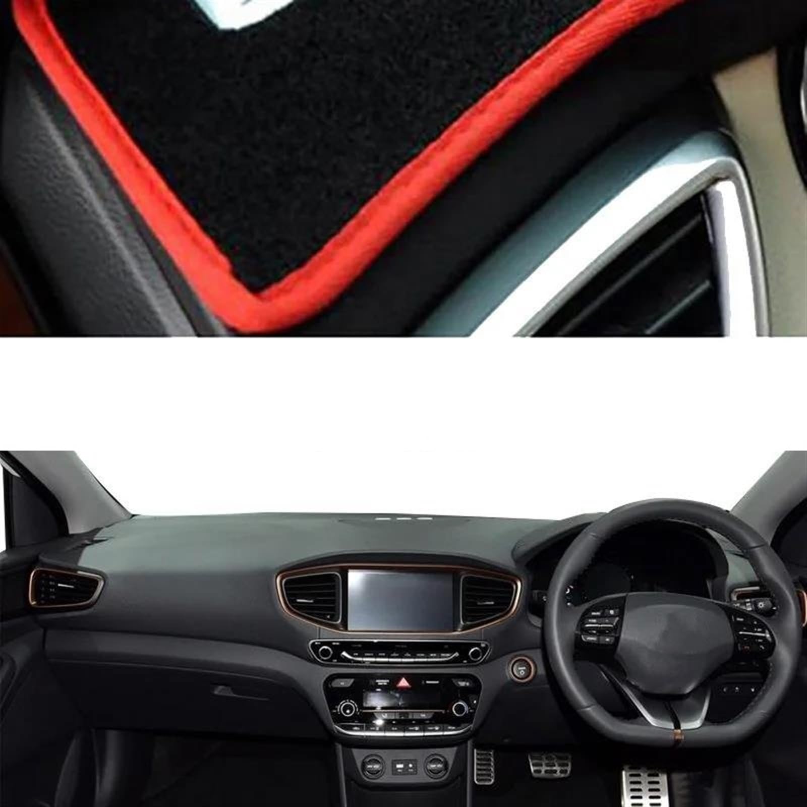 Armaturenbrett Teppich Auto Dashboard Abdeckung DashMat Teppich Für Hyundai Für IONIQ 2016 2017 2018 2019 Auto Konsole Protector(Red RHD) von MESKEL