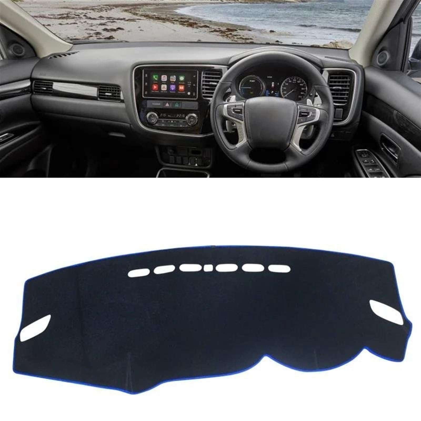 Armaturenbrett Teppich Auto Dashboard Abdeckung Matte Sonnenschutz Teppiche Für Mitsubishi Für Outlander 3 2013 2014 2015 2016 2017 2018 2019 2020 2021(RHD Blue Side) von MESKEL