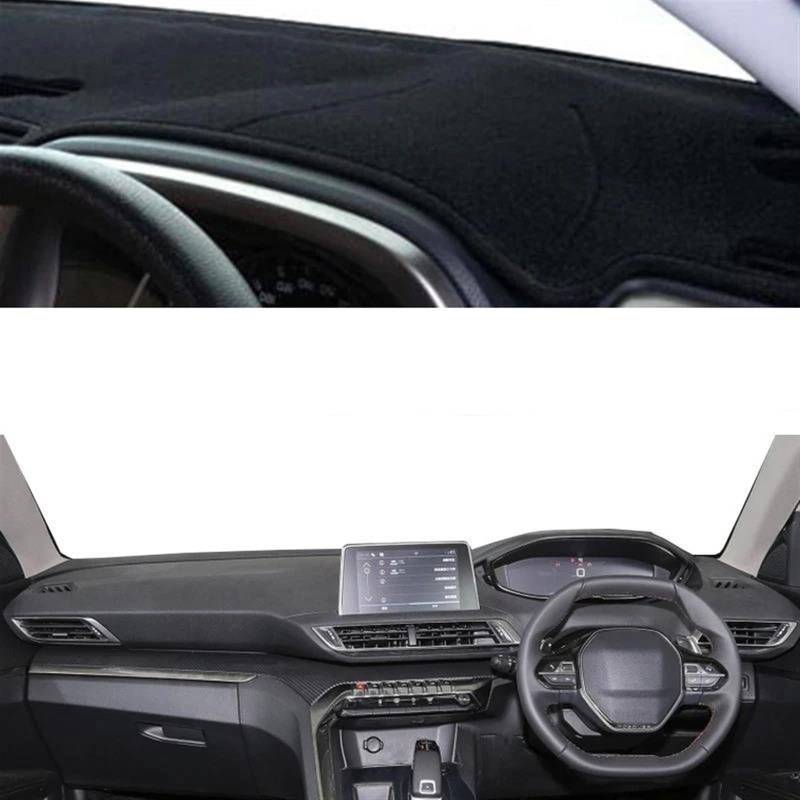 Armaturenbrett Teppich Auto Innere Dashboard Abdeckung Für Peugeot 3008 5008 2017 2018 2019 2020 Auto Dash Matte Teppich Sonnenschutz Dashmat Teppich(Black RHD) von MESKEL