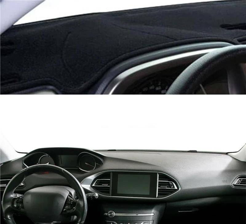 Armaturenbrett Teppich Auto Innere Dashboard Abdeckung Für Peugeot 308 308 SW 308 Für GTI 2014 2015 2016 2017 2018 2019 2020 Teppich Sonnenschutz Dashmat(Black LHD) von MESKEL