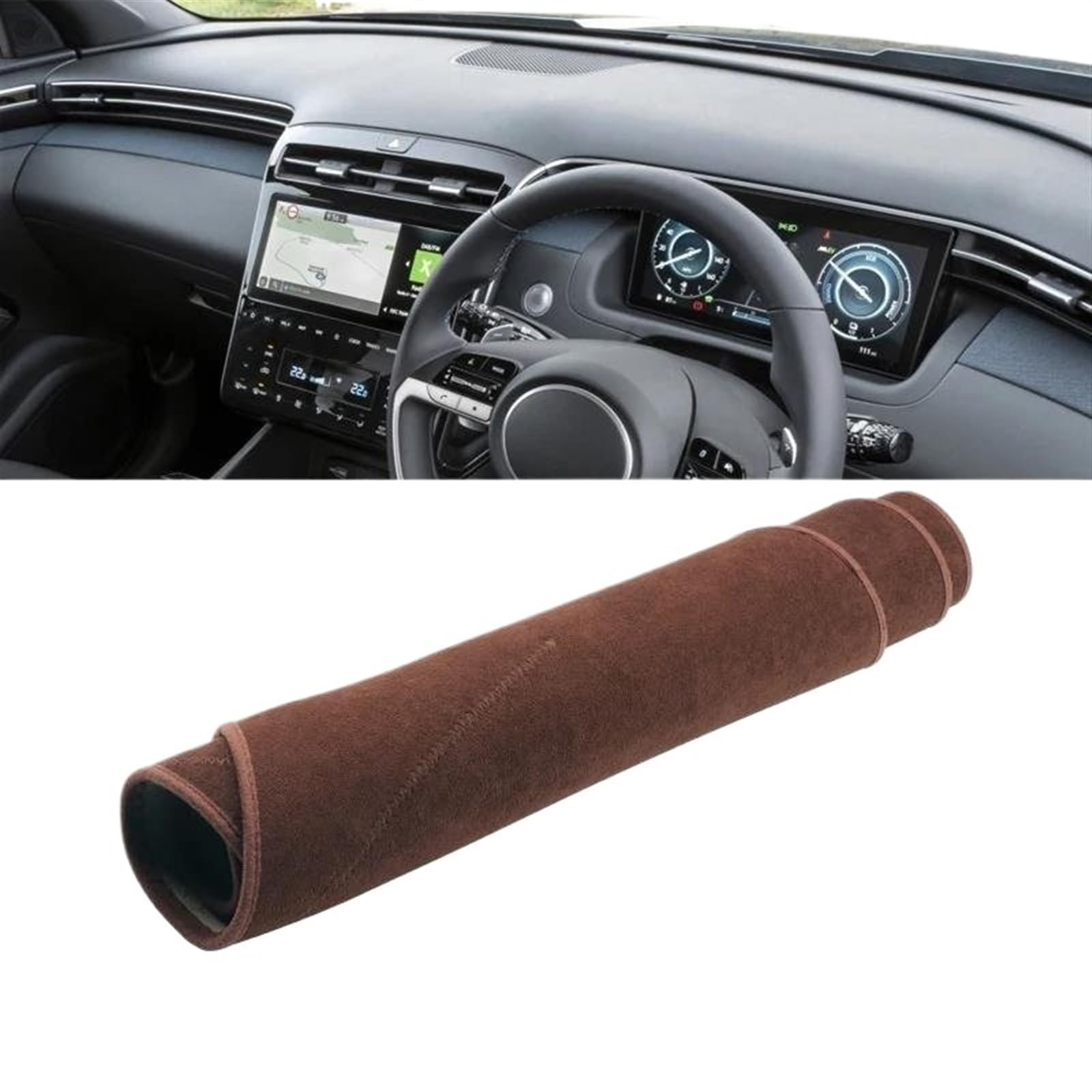 Armaturenbrett Teppich Für Hyundai Für Tucson NX4 2021 2022 2023 2024 Auto-Armaturenbrett-Abdeckung, Vermeiden Sie Leichte Matte, Instrumententafel-Teppiche(B RHD Brown) von MESKEL