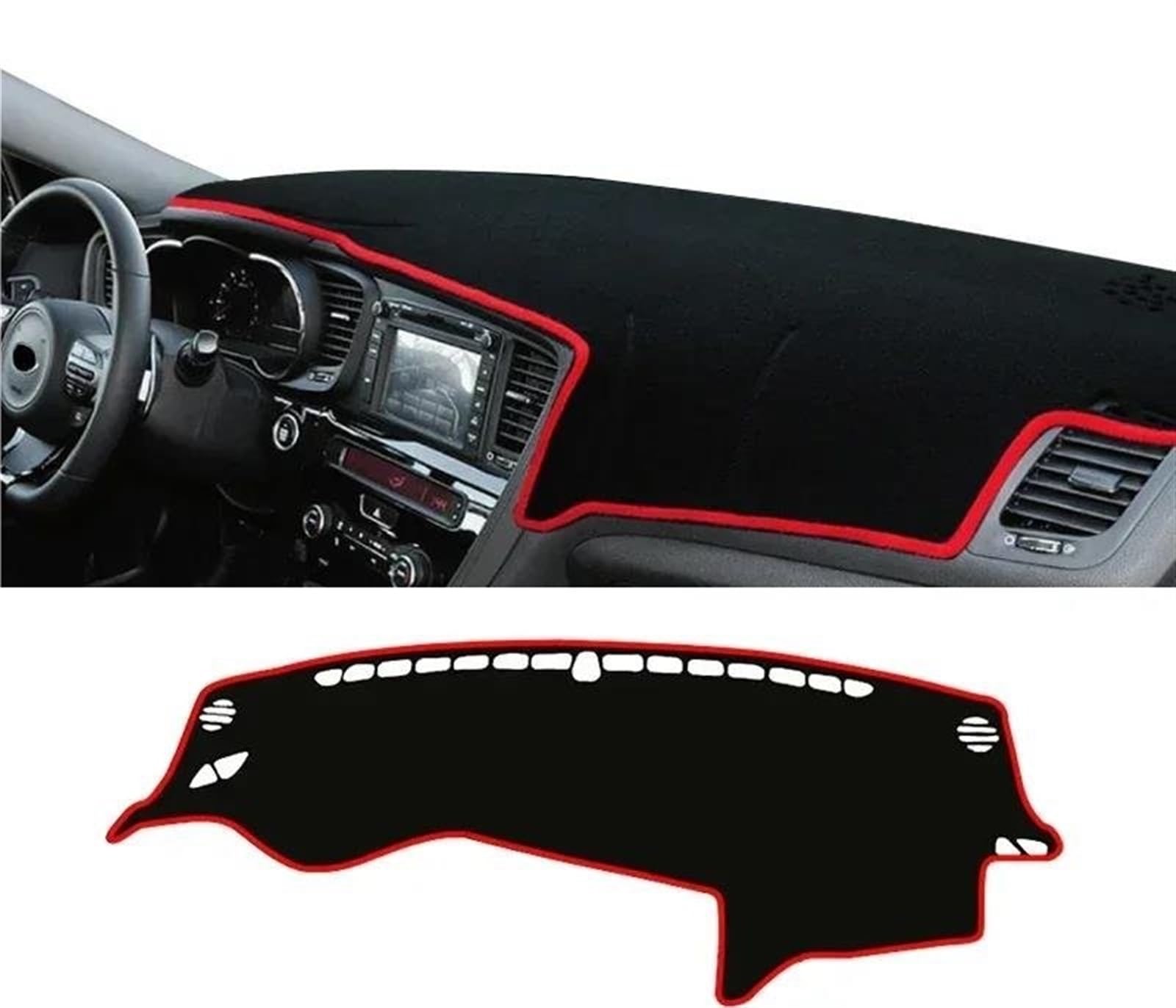 Armaturenbrett Teppich Für Kia Für Optima K5 2011 2012 2013 2014 2015 Auto Armaturenbrett Sonnenschutz Abdeckung Instrumententafel Matte Pad Innenraum(A LHD Red Side) von MESKEL