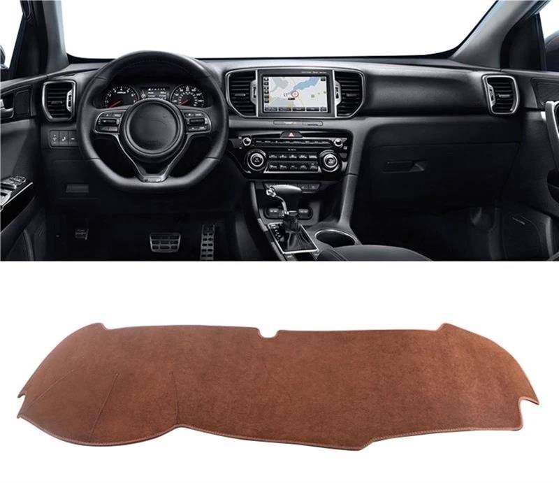 Armaturenbrett Teppich Für Kia Für Sportage 4 QL 2016 2017 2018 2019 2020 2021 Auto Armaturenbrettabdeckung Vermeiden Sie Lichtmatte Instrumententafelteppiche(B LHD Brown) von MESKEL