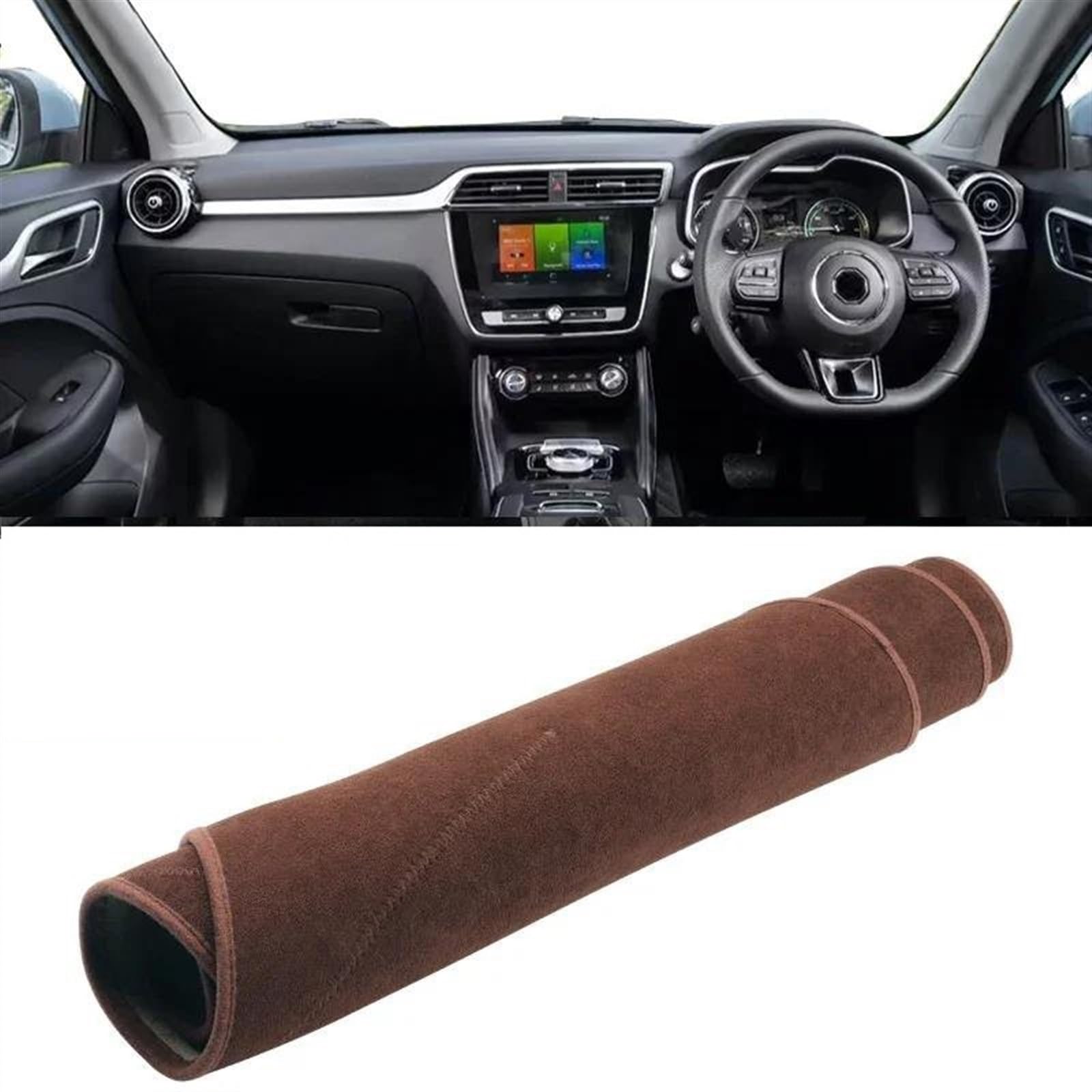 Armaturenbrett Teppich Für MG Für ZS Für EZS 2017 2018 2019 2020 2021 2022 2023 Auto-Armaturenbrett-Abdeckung Dash Mat Sonnenschutzpad(B Brown RHD) von MESKEL