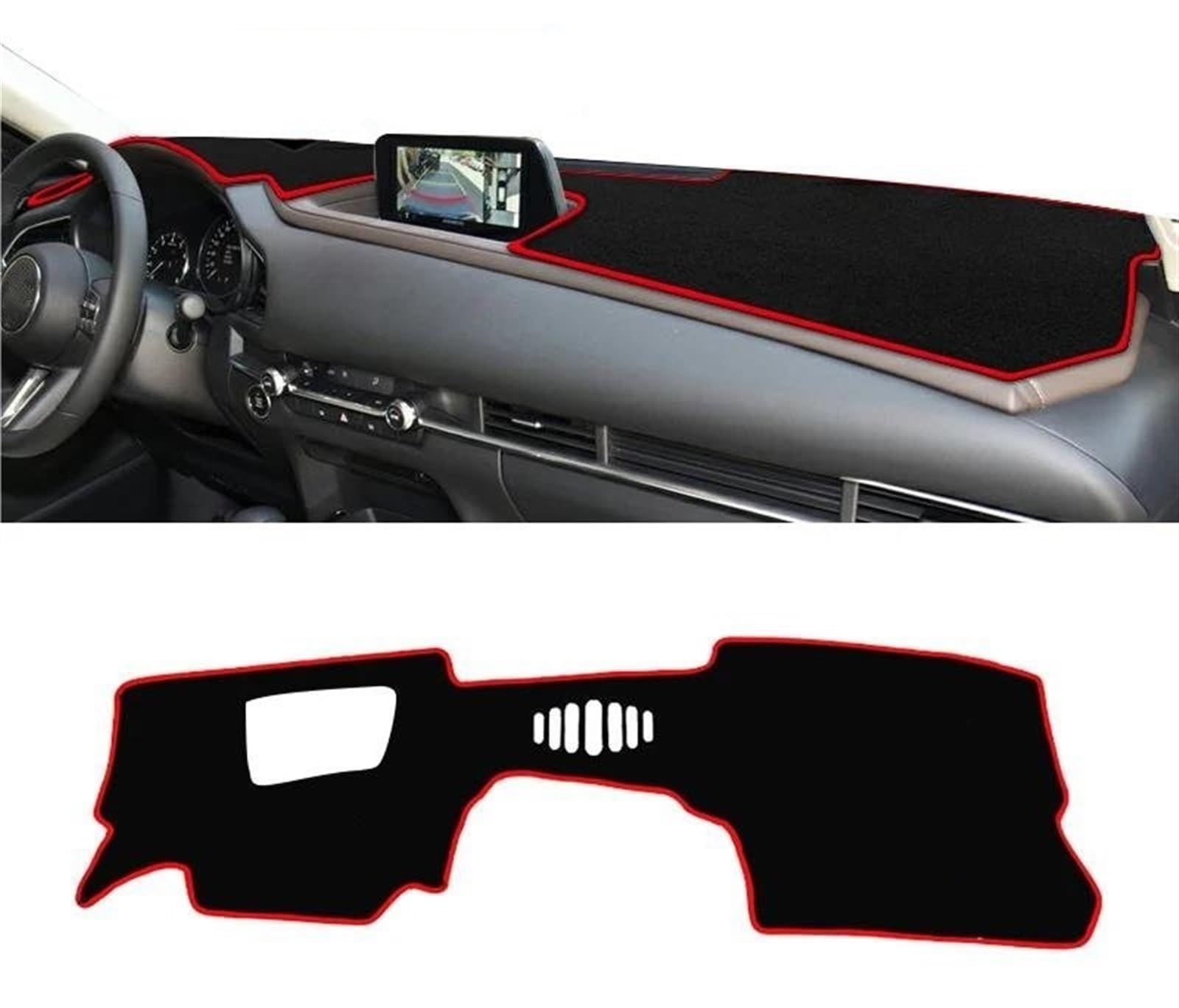 Armaturenbrett Teppich Für Mazda Für CX-30 CX30 CX 30 DM 2019 2020 2021 2022 2023 Auto Armaturenbrettabdeckung Vermeiden Sie Lichtpads Sonnenschutzmatten(A LHD with HUD Red) von MESKEL