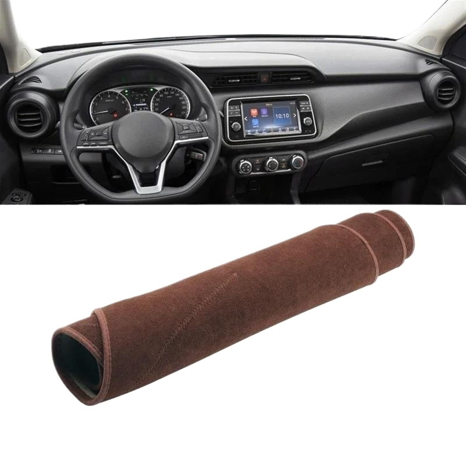 Armaturenbrett Teppich Für Nissan Für Kicks P15 2016 2017 2018 2019 2020 2021 2022 2023 2024 Auto Dashboard Abdeckung Vermeiden Licht Pad Sonnenschutz Teppich(B Brown LHD) von MESKEL