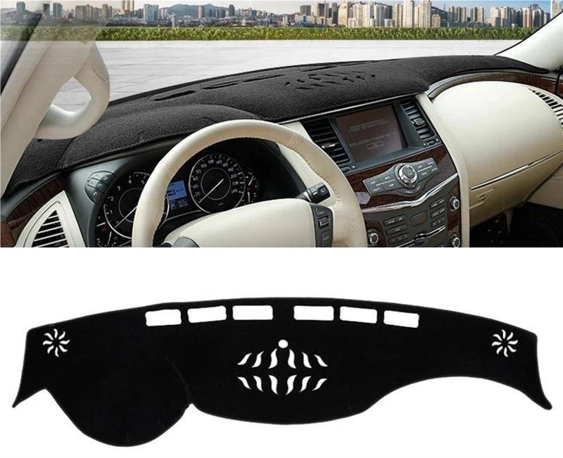 Armaturenbrett Teppich Für Nissan Für Patrol Y62 Für Armada 2010-2020 2021 2022 2023 2024 Auto Dashboard Abdeckung Matte Instrument Panel Teppiche(A LHD Black Side) von MESKEL