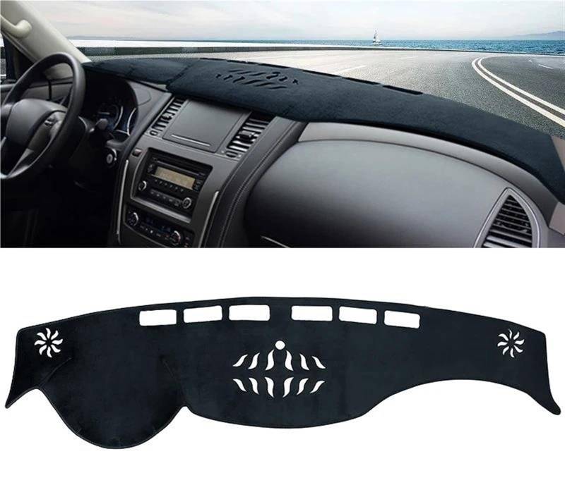 Armaturenbrett Teppich Für Nissan Für Patrol Y62 Für Armada 2010-2020 2021 2022 2023 2024 Auto Dashboard Abdeckung Matte Instrument Panel Teppiche(B LHD Black) von MESKEL