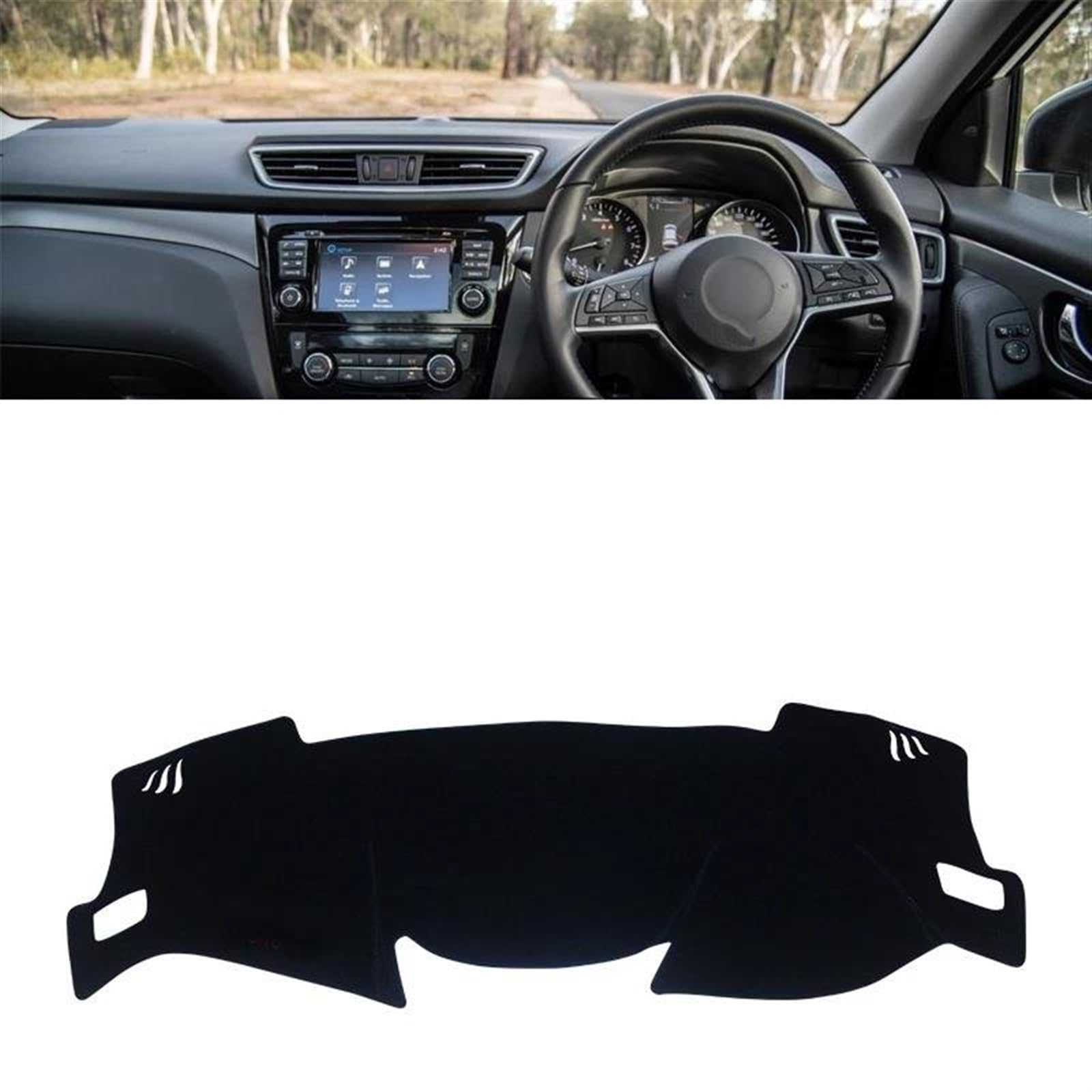 Armaturenbrett Teppich Für Nissan Für Qashqai J11 2014 2015 2016 2017 2018 2019 2020 Auto Armaturenbrett Abdeckung Dash Matte Sonnenschutz Instrument Unterlage(A Black Side RHD) von MESKEL