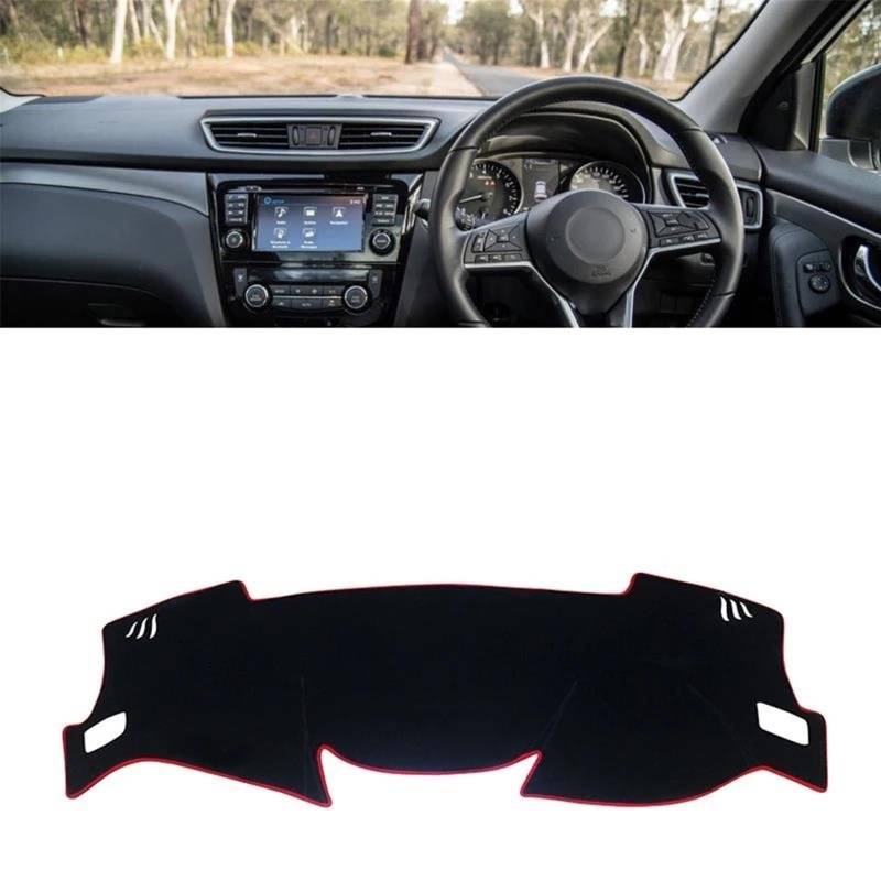 Armaturenbrett Teppich Für Nissan Für Qashqai J11 2014 2015 2016 2017 2018 2019 2020 Auto Armaturenbrett Abdeckung Dash Matte Sonnenschutz Instrument Unterlage(A Red Side RHD) von MESKEL