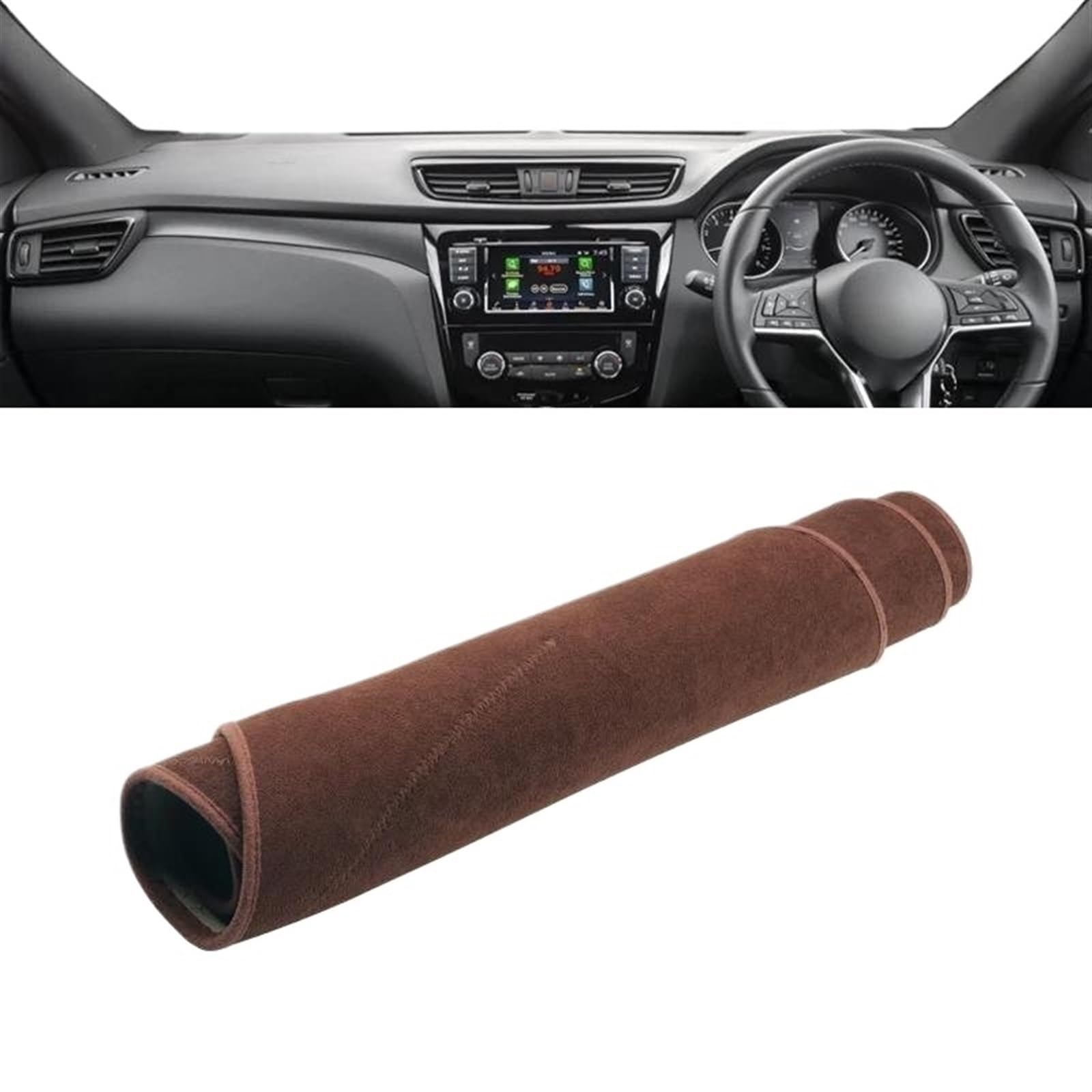 Armaturenbrett Teppich Für Nissan Für Qashqai J11 2014 2015 2016 2017 2018 2019 2020 Auto Armaturenbrettabdeckung Sonnenschutzmatte Teppiche(B Brown RHD) von MESKEL