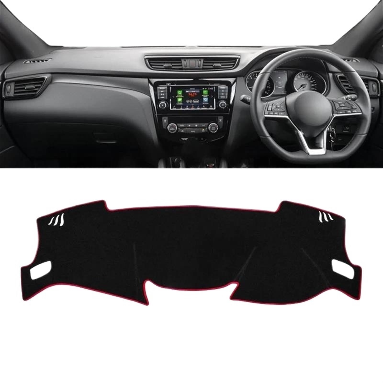 Armaturenbrett Teppich Für Nissan Für Qashqai J11 2014 2015 2016 2017 2018 2019 2020 Auto Armaturenbrettabdeckung Vermeiden Sie Lichtpad Instrumententafelmatte(A Red Side RHD) von MESKEL