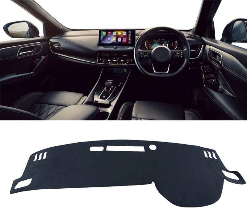 Armaturenbrett Teppich Für Nissan Für Qashqai J12 2021 2022 2023 2024 Auto Dashboard Abdeckung Instrument Panel Teppiche Sonnenschutz Matten(B RHD Black) von MESKEL