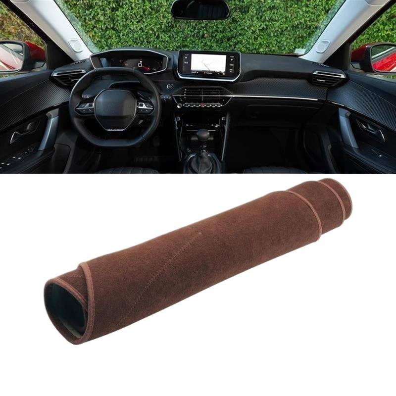 Armaturenbrett Teppich Für Peugeot 2008 E2008 GT Für Linie 2019 2020 2021 2022 2023 Dashboard Abdeckung Vermeiden Licht Matte Sonnenschutz Teppich(Brown LHD) von MESKEL