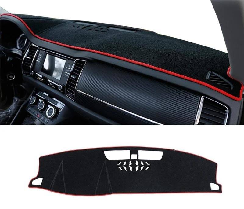 Armaturenbrett Teppich Für Skoda Für Kodiaq 2016 2017 2018 2019 2020 2021 2022 Auto Dashboard Abdeckung Matten Sonnenschutz Pad Instrument Panel Teppiche(A LHD Red Side) von MESKEL