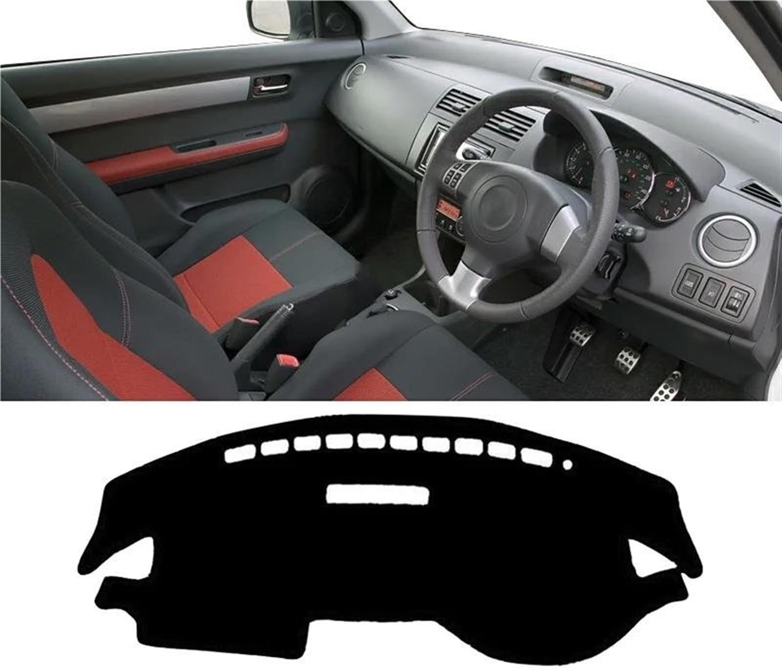 Armaturenbrett Teppich Für Suzuki Für Swift Für Sport 2005 2006 2007 2008 2009 2010 Auto-Armaturenbrett-Abdeckung Vermeiden Sie Lichtpads rutschfeste Teppiche(RHD Black Side) von MESKEL