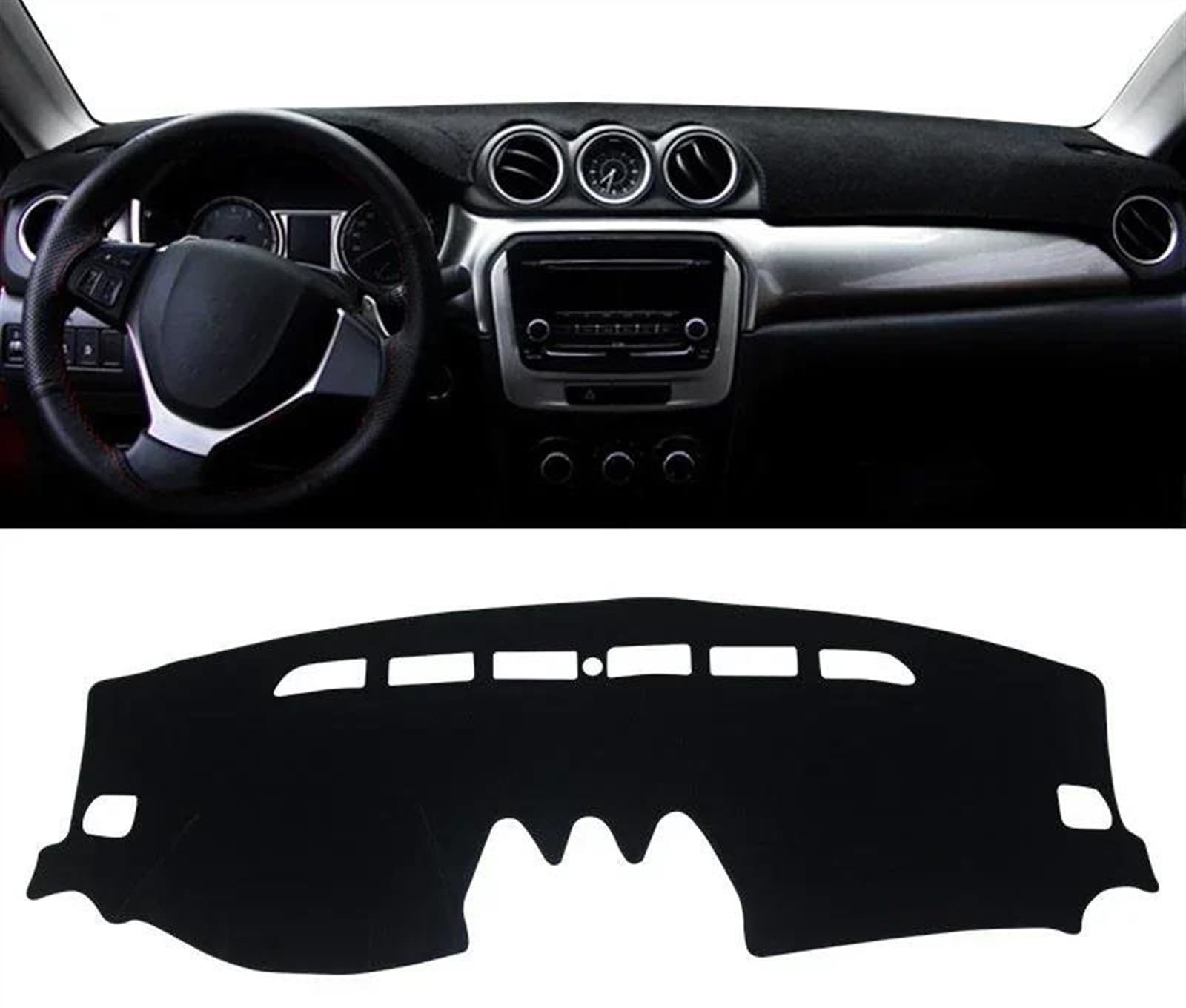 Armaturenbrett Teppich Für Suzuki Für Vitara LY 2015 2016 2017 2018 2019 2020 2021 2022 Auto Dashboard Abdeckung Sonnenschutz Vermeiden Licht Matte Pad(A LHD Black Side) von MESKEL