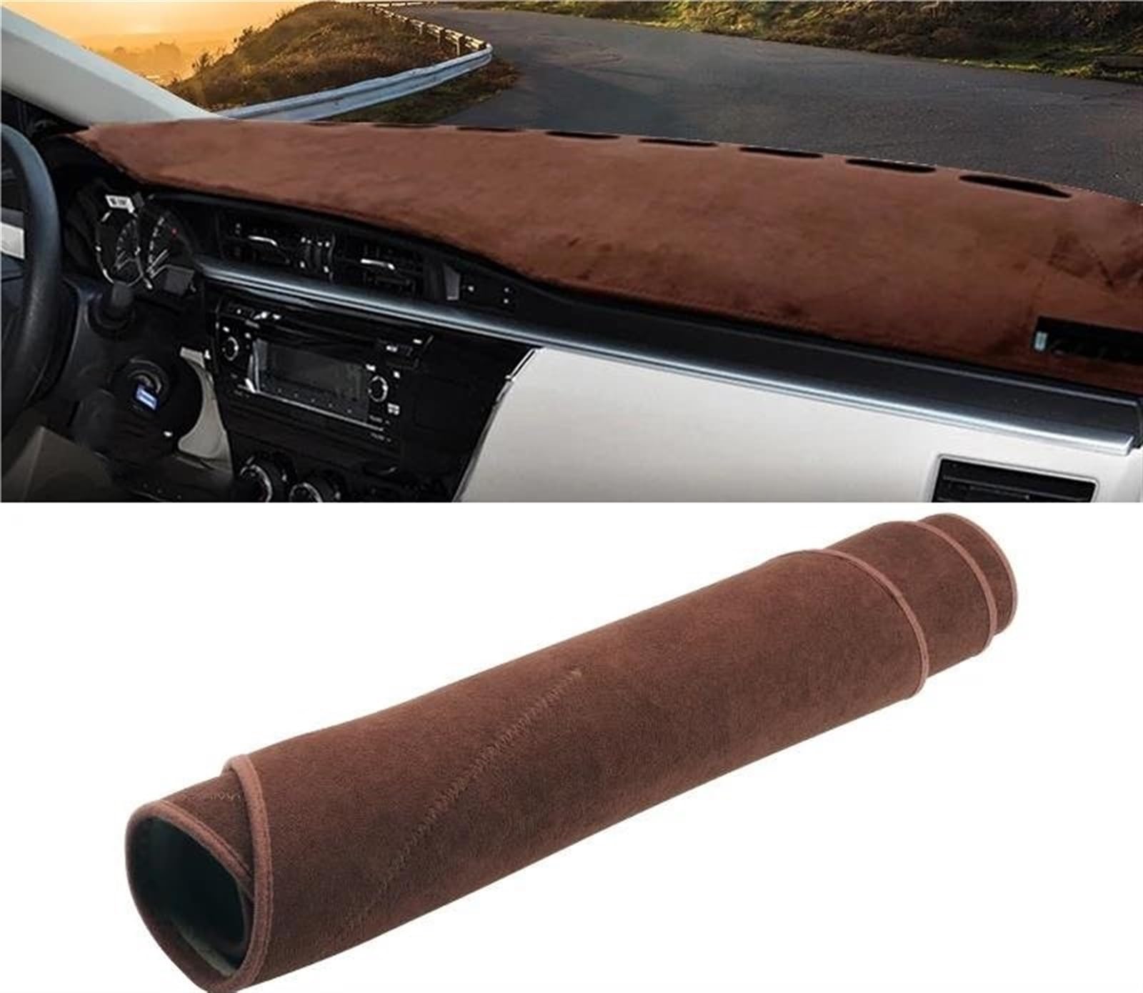 Armaturenbrett Teppich Für Toyota Für Corolla E160 E170 E180 2014 2015 2016 2017 2018 Auto Armaturenbrett Abdeckung Vermeiden Licht Matte Pad Teppiche(B LHD Brown) von MESKEL