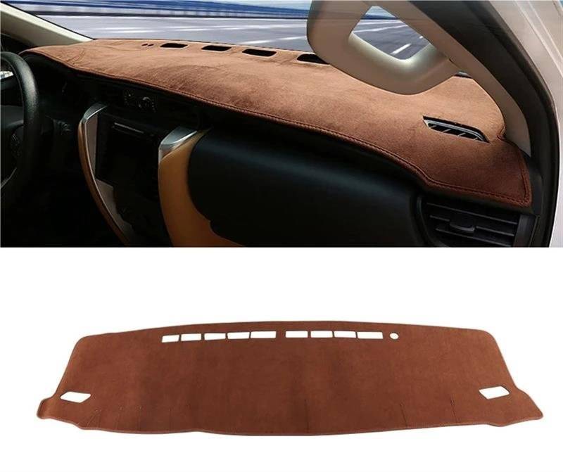 Armaturenbrett Teppich Für Toyota Für Fortuner AN150 AN160 2015 2016 2017 2018 2019 2020 2021 2022 2023 Auto Dashboard Abdeckung Nicht-Slip Matte(Brown LHD) von MESKEL