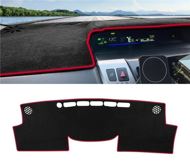 Armaturenbrett Teppich Für Toyota Für Prius V 2012 2013 2014 2015 2016 2017 2018 2019 Auto Dashboard Abdeckung Matte Dashboard Sonnenschutz Pads(A Red Side LHD) von MESKEL