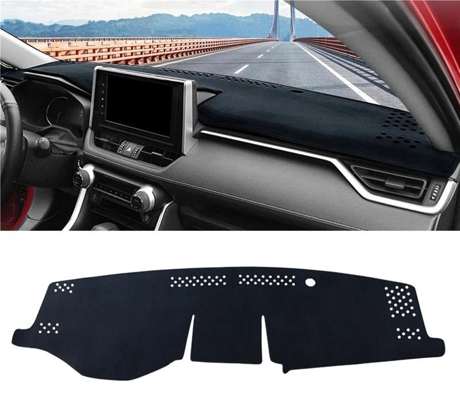 Armaturenbrett Teppich Für Toyota Für RAV4 XA50 Für Hybrid 2019 2020 2021 2022 2023 2024 Auto Dashboard Matte Sonnenschutz Instrument Schreibtisch Abdeckung(B Black LHD) von MESKEL