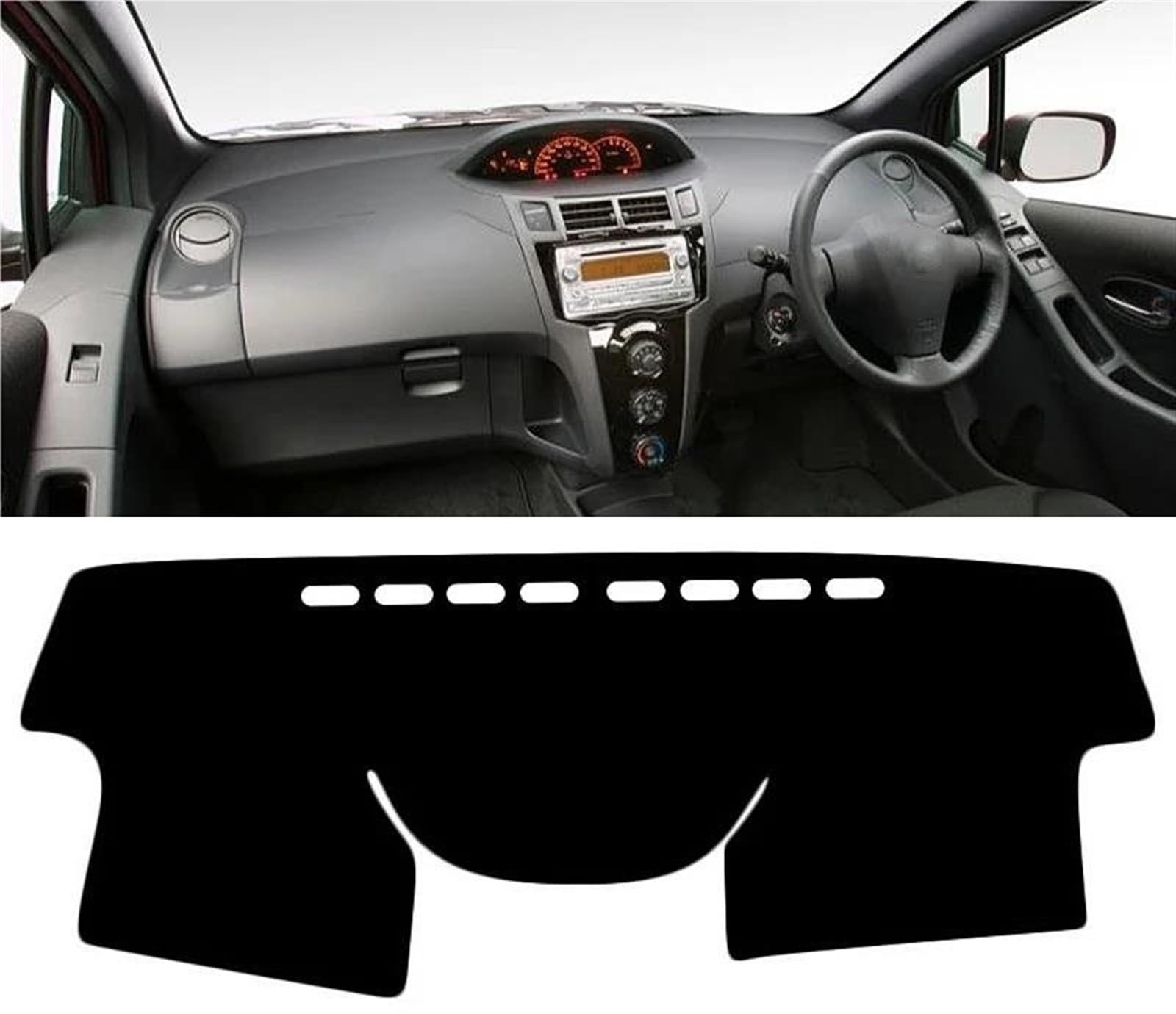 Armaturenbrett Teppich Für Toyota Für Yaris 2 XP90 Für Vitz 2006 2007 2008 2009 2010 2011 Auto Dashboard Abdeckung Matte Sonnenschutz Pad Teppiche(A RHD Black Side) von MESKEL