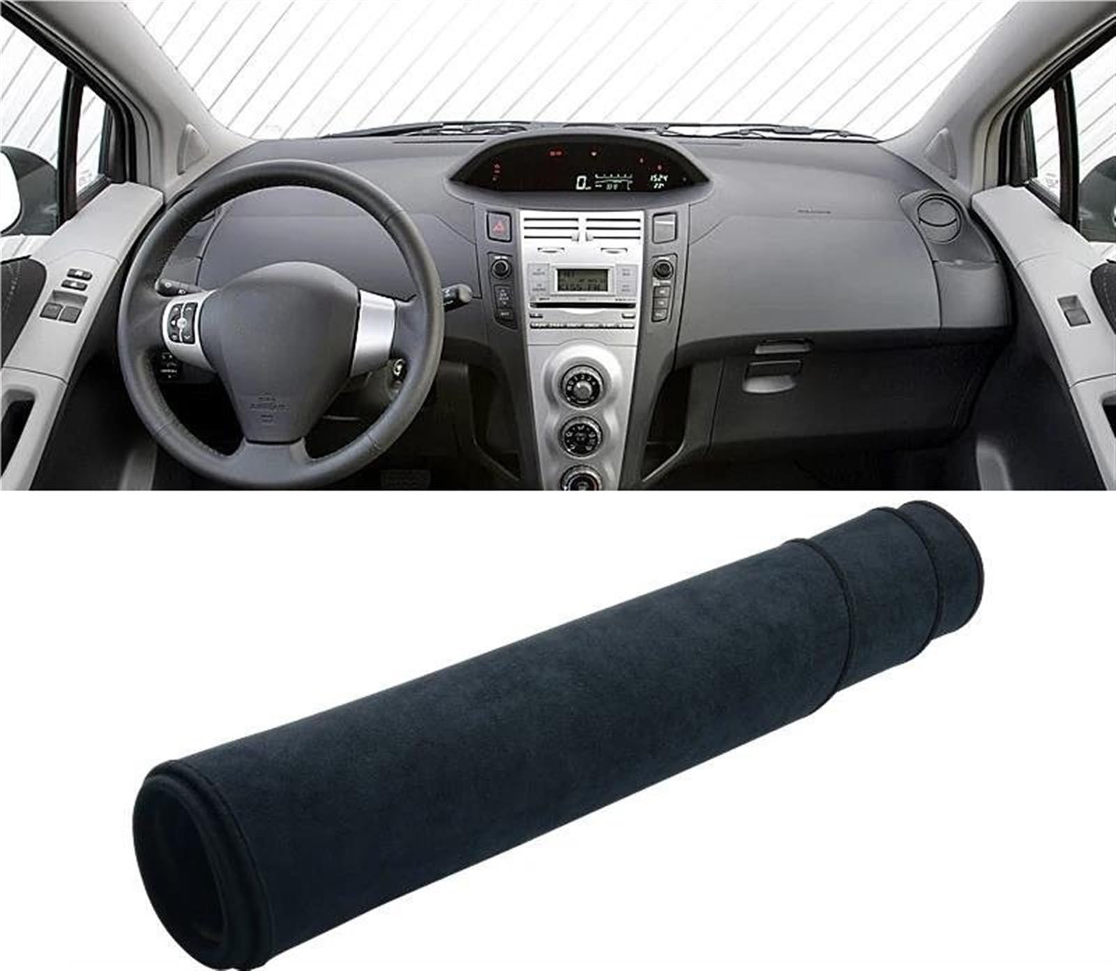 Armaturenbrett Teppich Für Toyota Für Yaris 2 XP90 Für Vitz 2006 2007 2008 2009 2010 2011 Auto Dashboard Abdeckung Matte Sonnenschutz Pad Teppiche(B LHD Black) von MESKEL