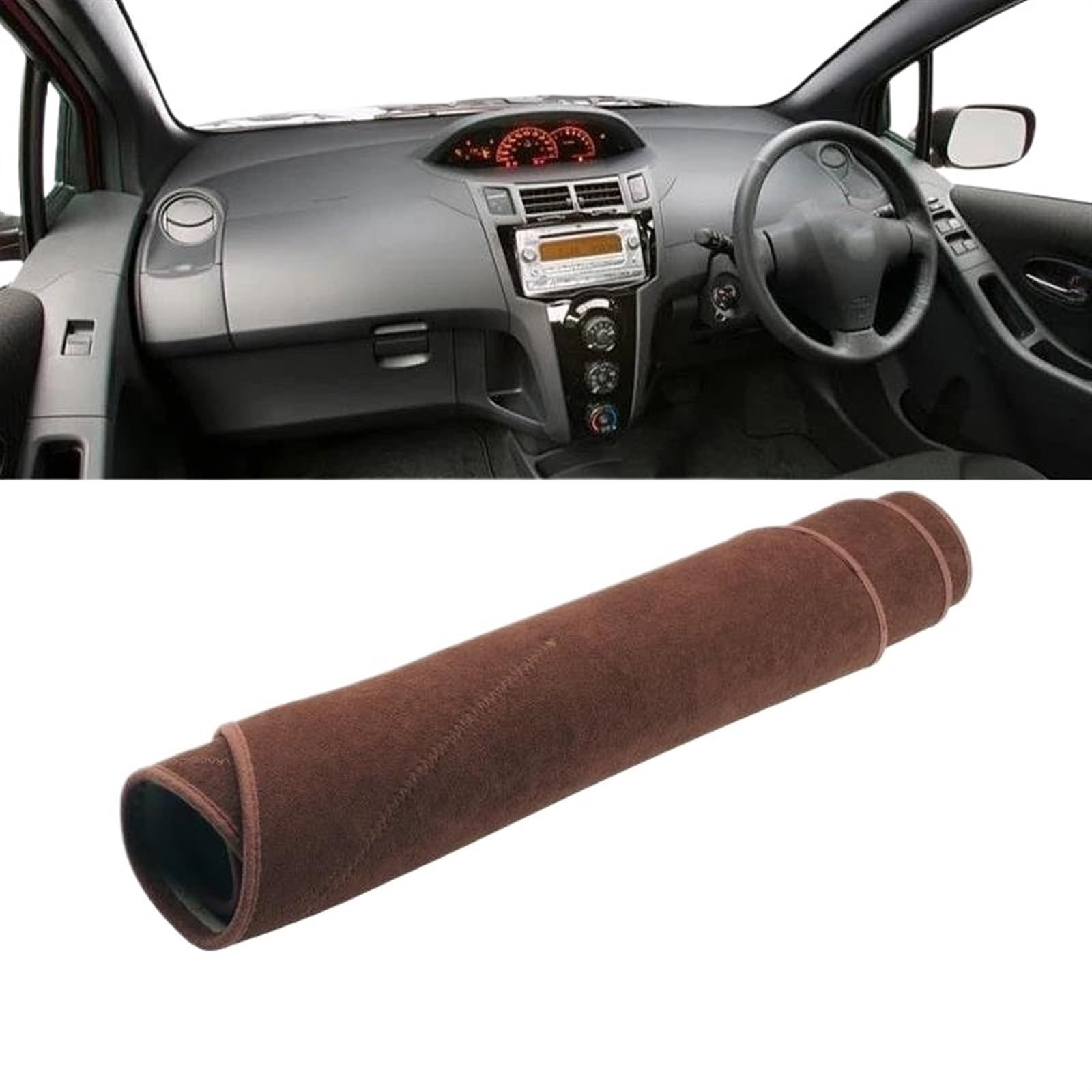 Armaturenbrett Teppich Für Toyota Für Yaris Für Vitz 2006 2007 2008 2009 2010 2011 Auto Armaturenbrettabdeckung Sonnenschutzpolster Teppiche Matten(B Brown RHD) von MESKEL