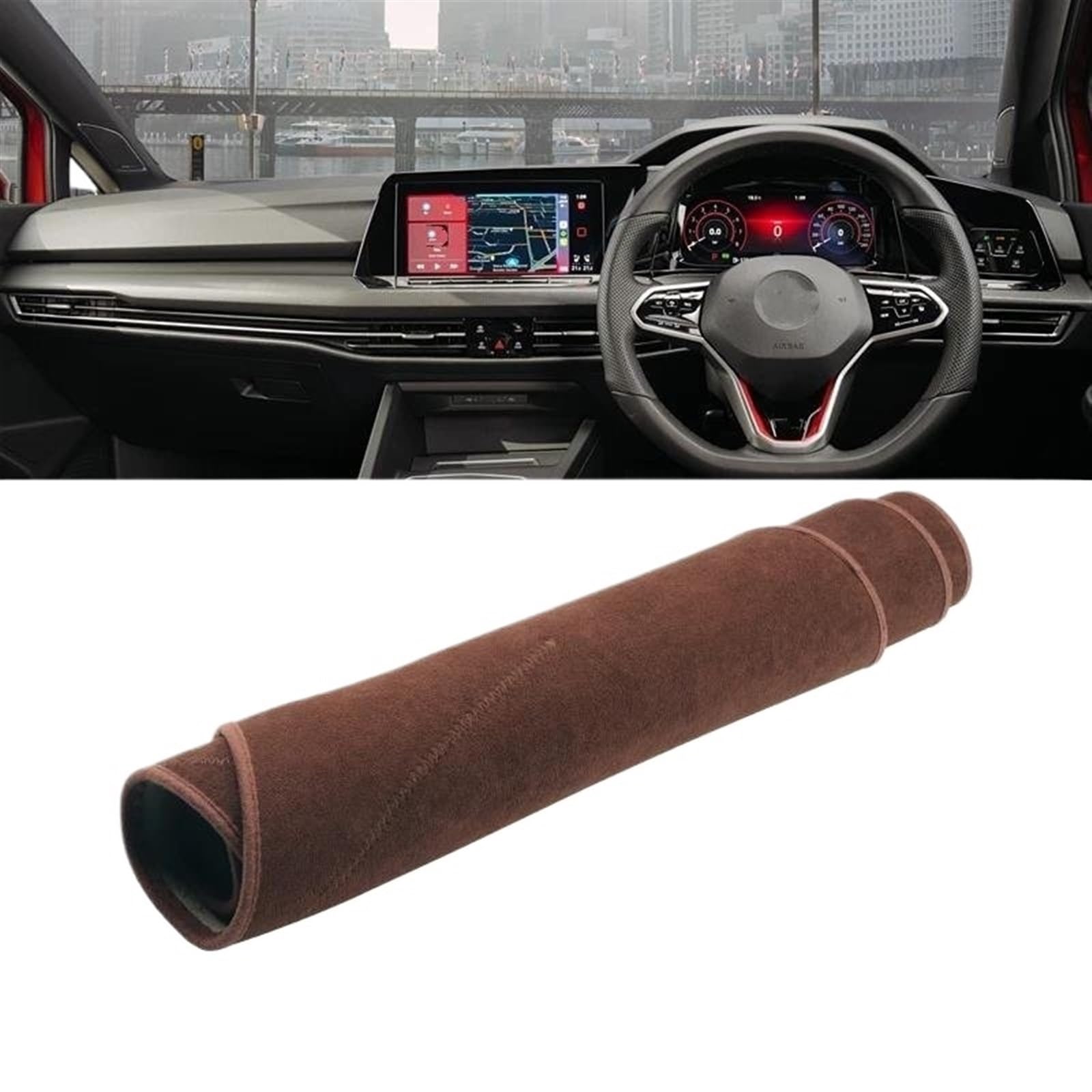 Armaturenbrett Teppich Für VW Für Golf 8 MK8 2020 2021 2022 2023 Armaturenbrettabdeckung Vermeiden Sie Lichtpad Sonnenschutz Anti-UV-Teppiche Matte(B Brown RHD) von MESKEL