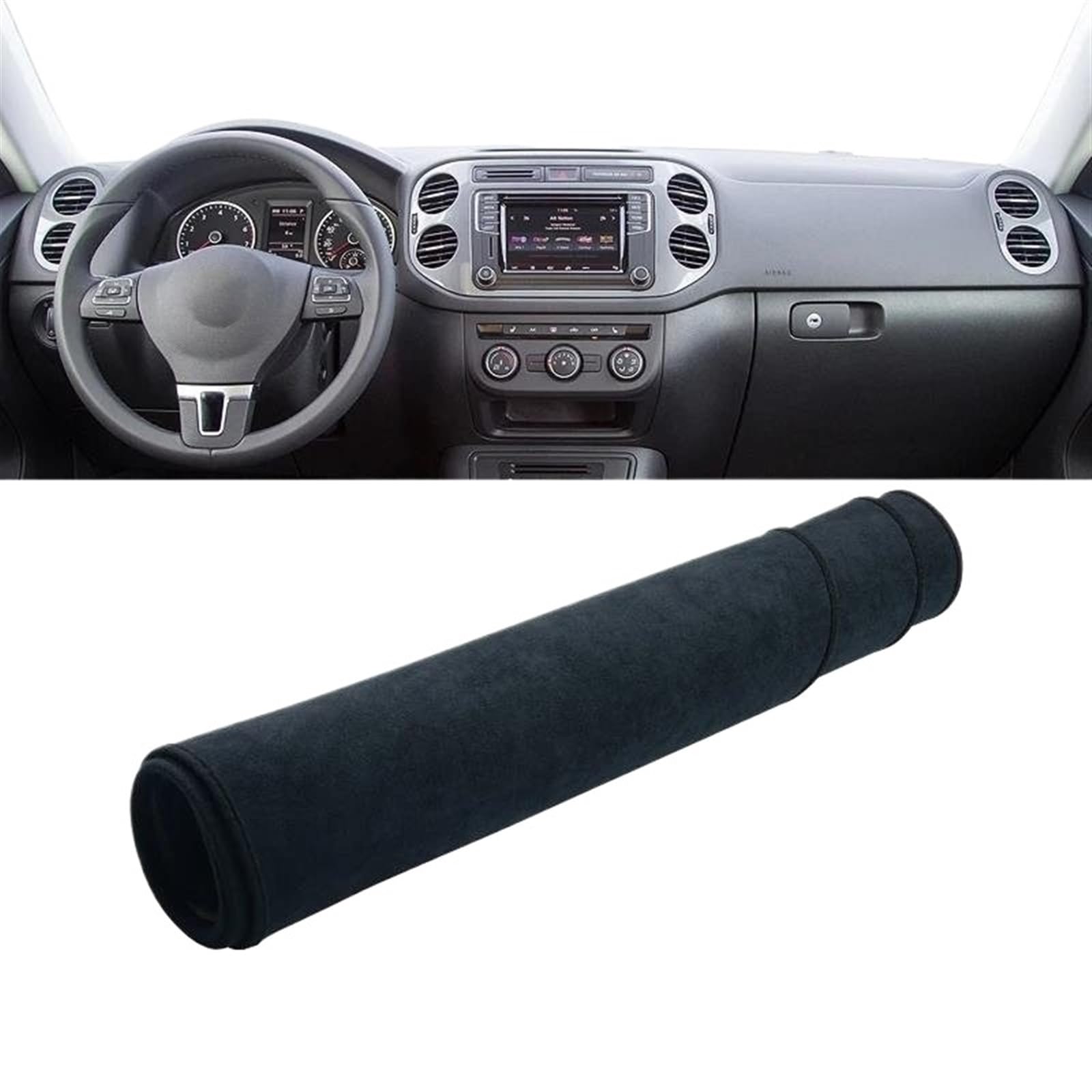 Armaturenbrett Teppich Für VW Für Tiguan 5N 2007 2008 2009 2010 2011 2012 2013 2014 2015 2016 Auto Dashboard Abdeckung Vermeiden Licht Matte Teppich(B Black LHD) von MESKEL