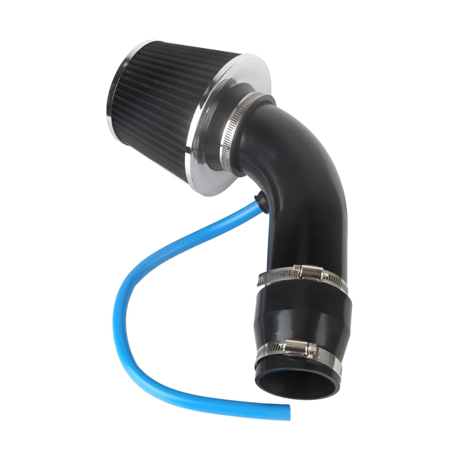 Auto-Luftansaugrohr Autozubehör Turbo-Induktionsrohr-Rohrsatz Universal Mit Luftfilter Aluminium Auto Cold Air Intake 76mm/3 Zoll Auto-Luftansaugschlauch(Schwarz) von MESKEL