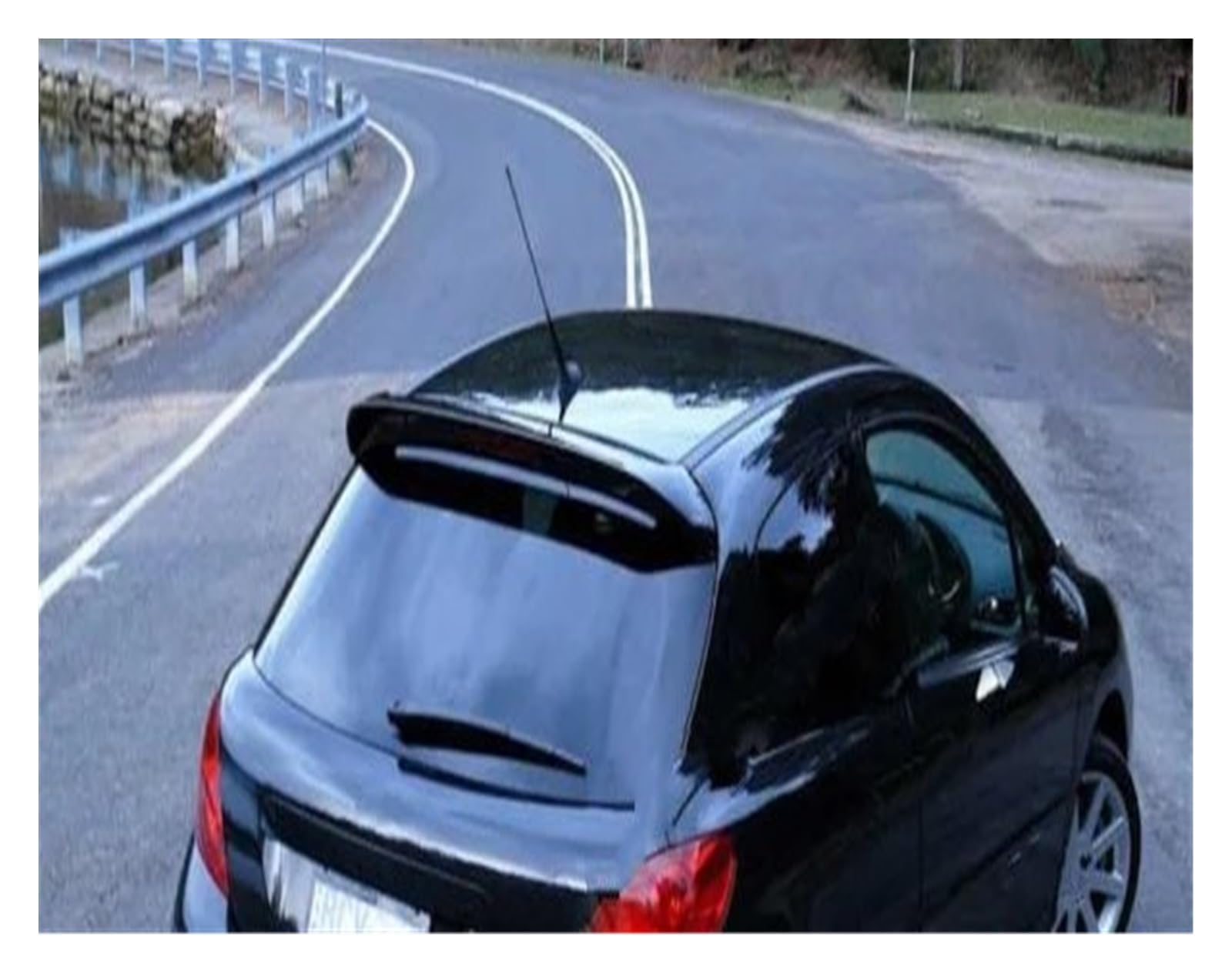 Heckspoilerflügel Für Peugeot 207 2006 2007 2008 2009 2010 2011 2012 2013 2014 2015 Hinten Dach Spoiler Flügel Stamm Lippe Auto Styling Auto Heckflügel(Gloss Black) von MESKEL