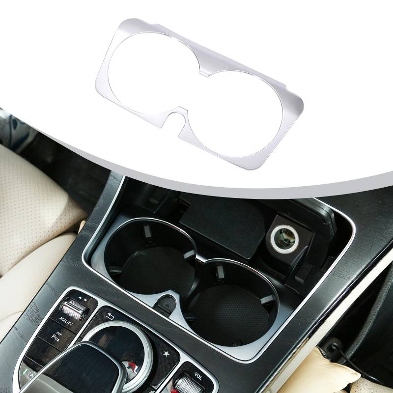 ABS Chrom Cup Halter Abdeckung Trim for Mercedes Benz E C Class W205 W213 GLC Class X253 2015-2019 Car ABS Matte Center Console Cup Holder Frame Trim von METYOUCAR