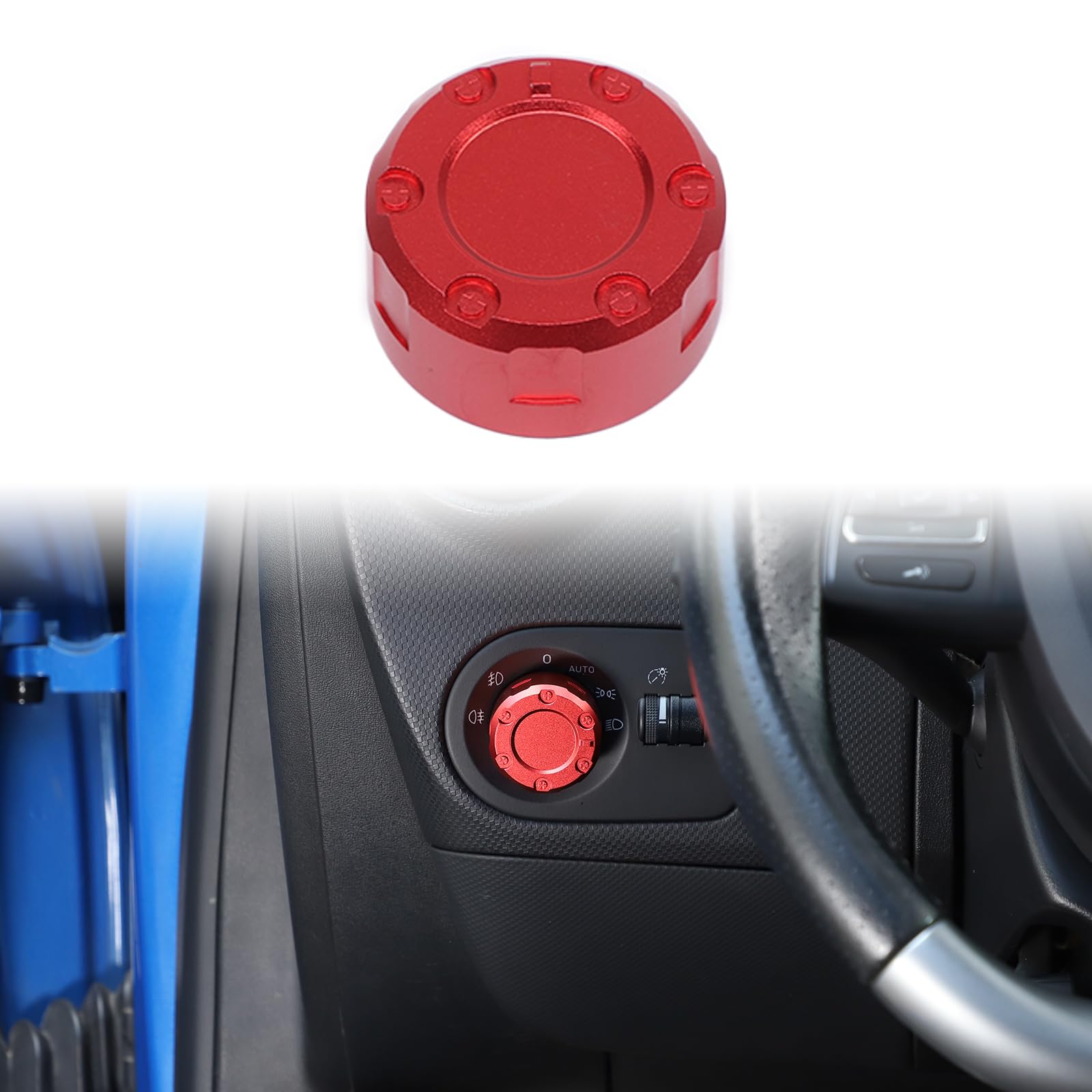 Auto-Scheinwerfer-Schaltknopf Trim kompatibel mit SEAT Leon MK2 2008-2012 Aluminiumlegierung Kopf Lampe Control Button Dekoration Abdeckung Auto Interieur Zubehör (Rot) von METYOUCAR