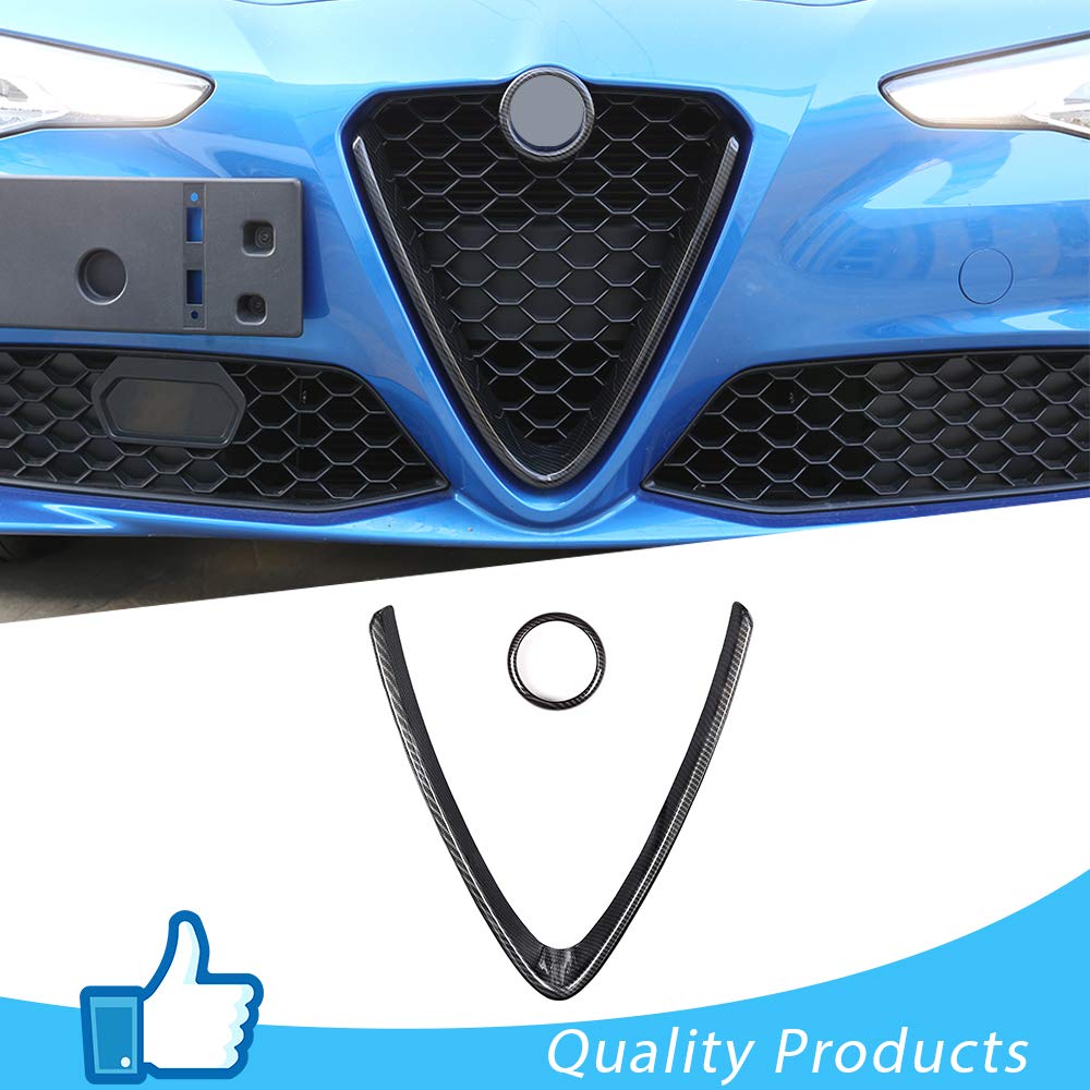 Carbon Style ABS Kunststoff Frontgrills Dekoration Rahmen Trim für Giulia 2017 2018 2019 von METYOUCAR